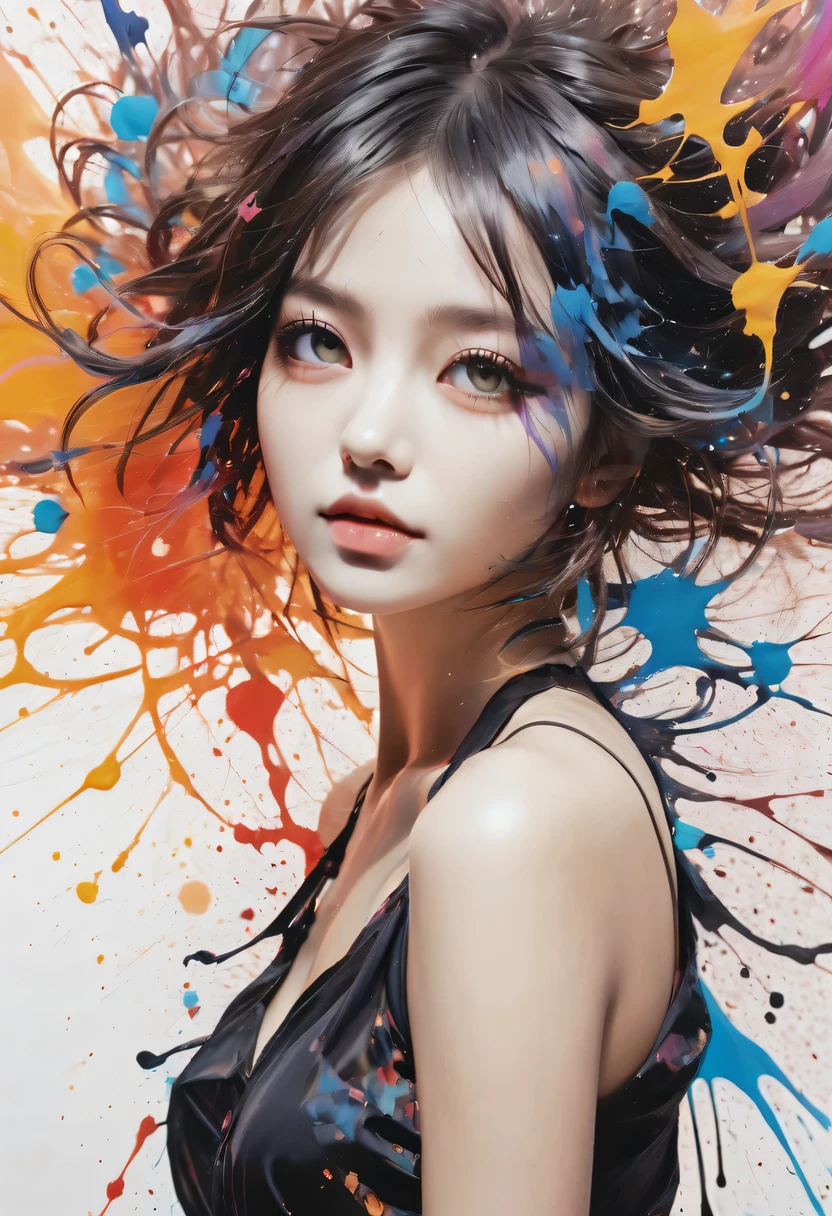 scribble art，ink splatter，Wild，splash ink painting，Abstraction，rich and colorful，Vague dreams，Dynamic energy,publish creation，visual impact,modern aesthetic,Elegant and simple,Contemporary interpretation,be bold,