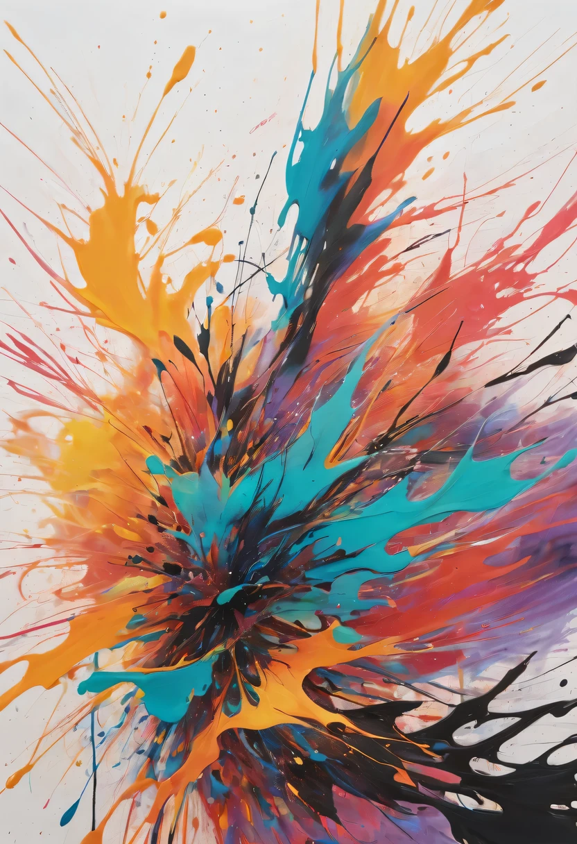 scribble art，ink splatter，Wild，splash ink painting，Abstraction，rich and colorful，Vague dreams，Dynamic energy,publish creation，visual impact,modern aesthetic,Elegant and simple,Contemporary interpretation,be bold,