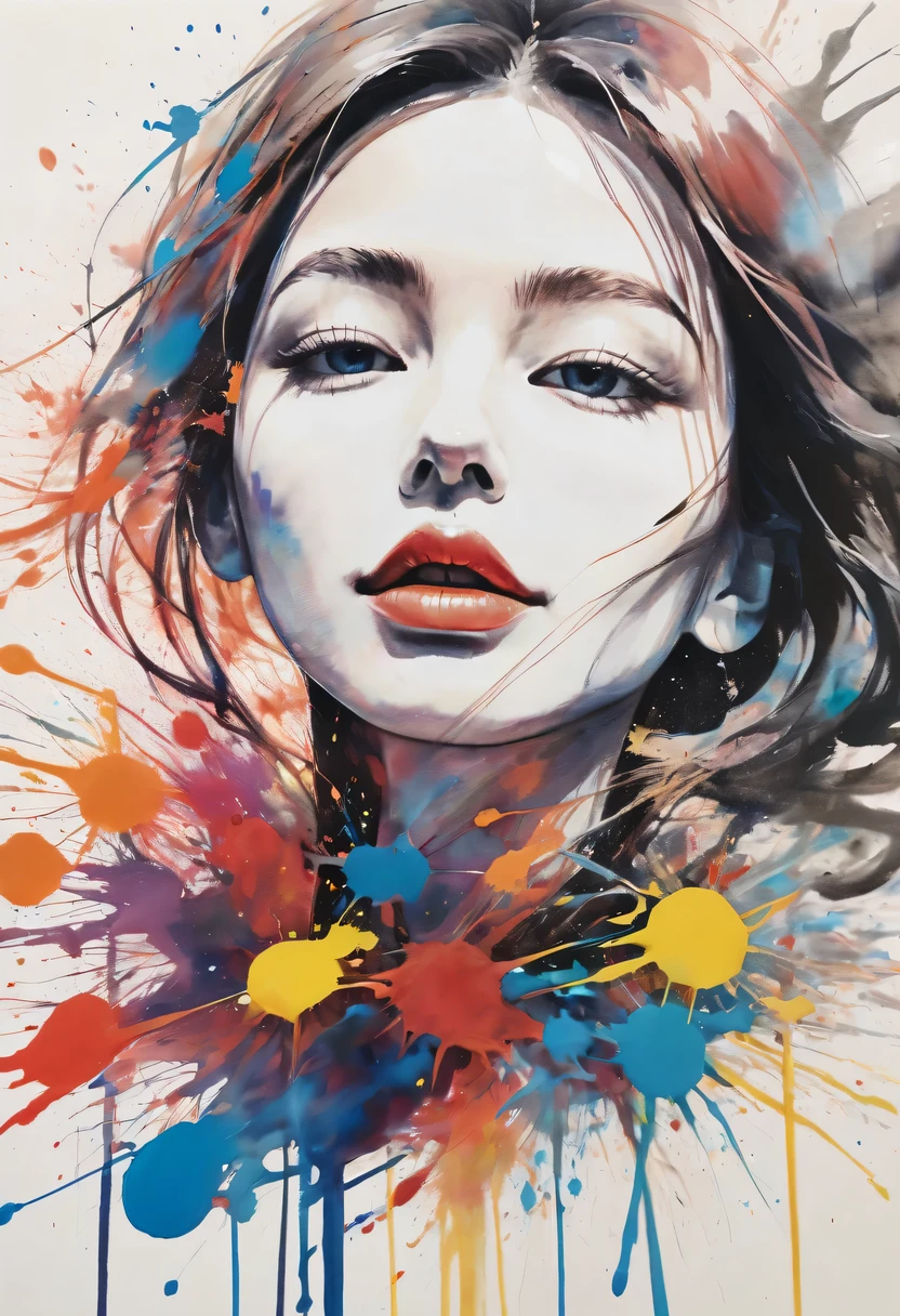 scribble art，ink splatter，Wild，splash ink painting，Abstraction，rich and colorful，Vague dreams，Dynamic energy,publish creation，visual impact,modern aesthetic,Elegant and simple,Contemporary interpretation,be bold,