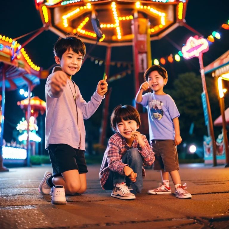 2 boys and 1 girl、A good friend、Night amusement park、Shining streets