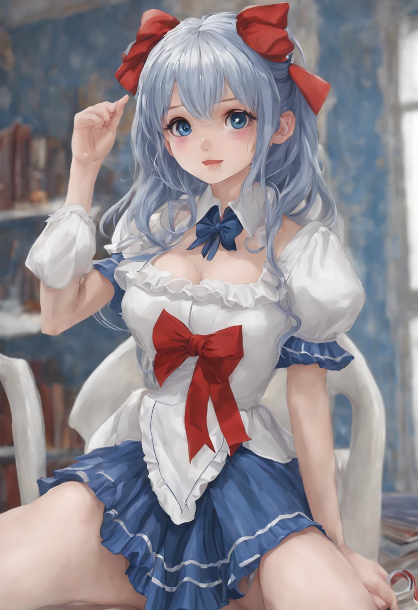 photo realistic, (masterpiece,best quality:1.4),(8k,raw photo,photo realistic:1.2), detailed skin, detailed face,1girl,idol,cute face, , Not Safe for Work, (raw photo, photo realistic: 1.2),
1 girl in, length hair, blue eyes, blonde hair, light smile, ((shiny wavy hair)), (((No panties))), (twat, ute-rus), diadems, (sitting on,spread legs), A pose where can you be seen from below, doress, the bow, the card, gothic dresses, shairband, playing cards, looking at the viewers, shortsleeves, the bow hair, blue shairband, a smile, red blush, hand on own face , Blue Doress, Alice (Alice in Wonderland), Hair Between Eyes, A Chair, ((White frilled legwear)), ((Blue the Bow)), A Throne, Puffy Sleeves, Put Your Hand on Your Cheek, Bangss, Apron Dress, shortsleeves, ((Blue bow ribbon)), long hair, (mini crown), foot out of frame, frilld, white gothic dresses,: q, masterpiece, top-quality, (worn skirt, twat, camel's toe)), not safe for work, , , 14 yo, braided bangs,((puss juice, Sweat, Sweatdrop)), (((spread puss,Not Safe for Work))), ((ure-thra)), {{}}spread twat,nail,grin,(((cunnus))),(((hair of pubis, Not safe for work))),(((spread puss))),(((1girl fingering twat,Not safe for work))),,spread puss-y,
messy room, gothic room, dark atmosphere,(canopy),clutter,(lots of colorful books:1.3),(Miscellaneous goods are placed in a mess:1.3),colorful sphere,(Stained glass:1.3) , Not Safe for work,