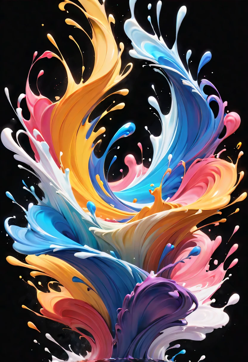 scribble art,ink splatter,Wild,splash ink painting,Abstraction,rich and colorful,Vague dreams,Dynamic energy,publish creation,visual impact,modern aesthetic,Elegant and simple,Contemporary interpretation,be bold,black background,Colored marbles fall into ink,The moment when ink is splattered,Stir up huge rich and colorful waves,Gorgeous
