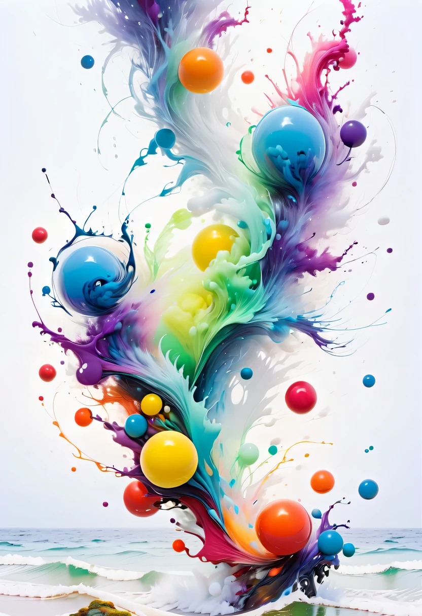 scribble art，ink splatter，Wild，splash ink painting，Abstraction，rich and colorful，Vague dreams，Dynamic energy,publish creation，visual impact,modern aesthetic,Elegant and simple,Contemporary interpretation,be bold,White background，lots of white space，