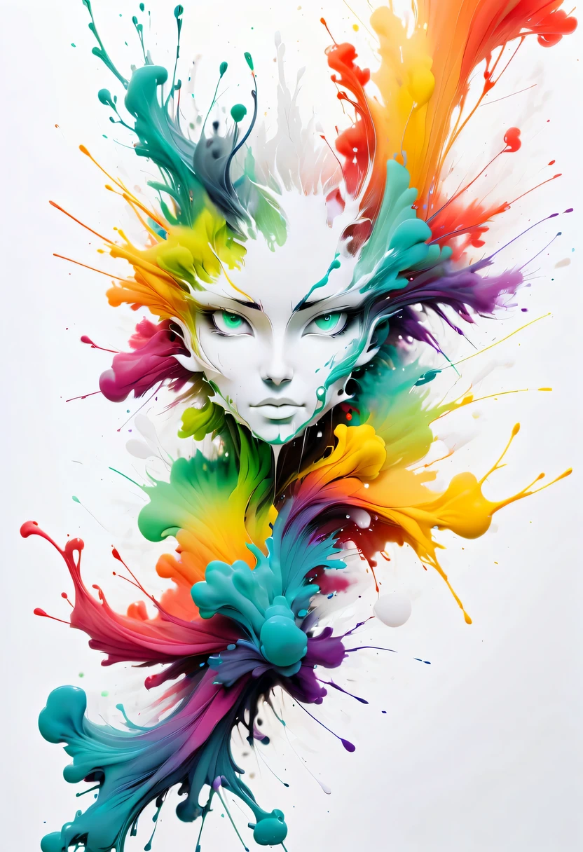 scribble art，ink splatter，Wild，splash ink painting，Abstraction，rich and colorful，Vague dreams，Dynamic energy,publish creation，visual impact,modern aesthetic,Elegant and simple,Contemporary interpretation,be bold,White background，lots of white space