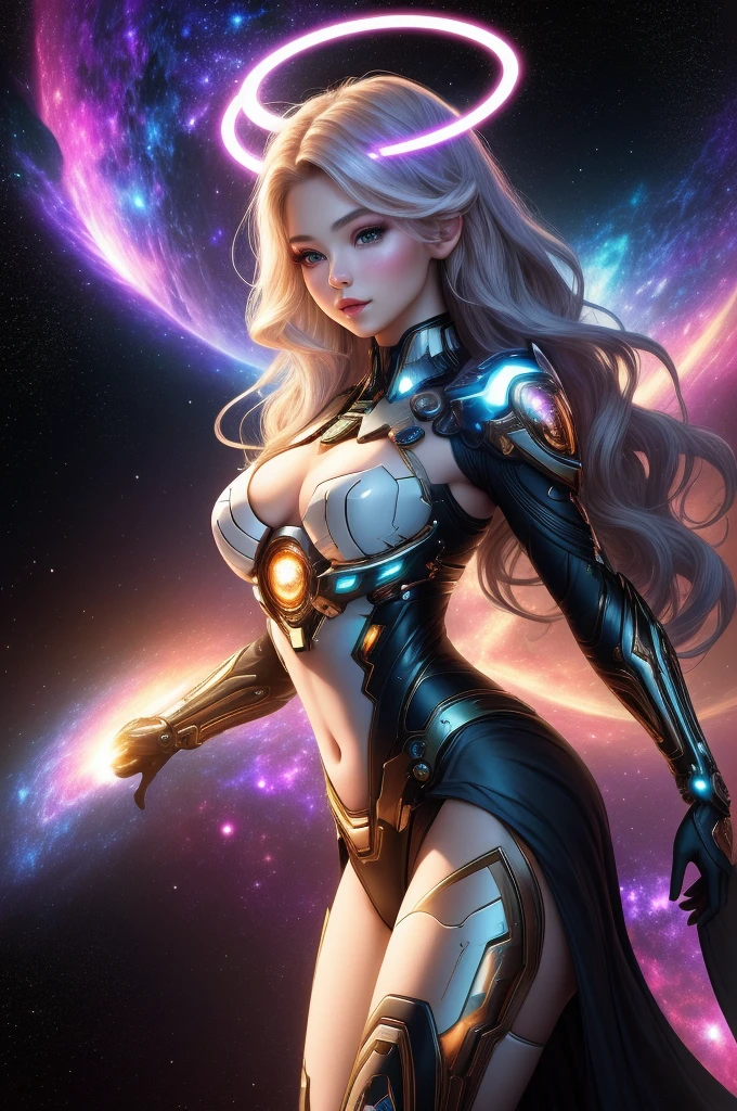 Surreal Beauty Chief, whole body, beauty，charming，sexy，Galaxy background highlights the halo in the background