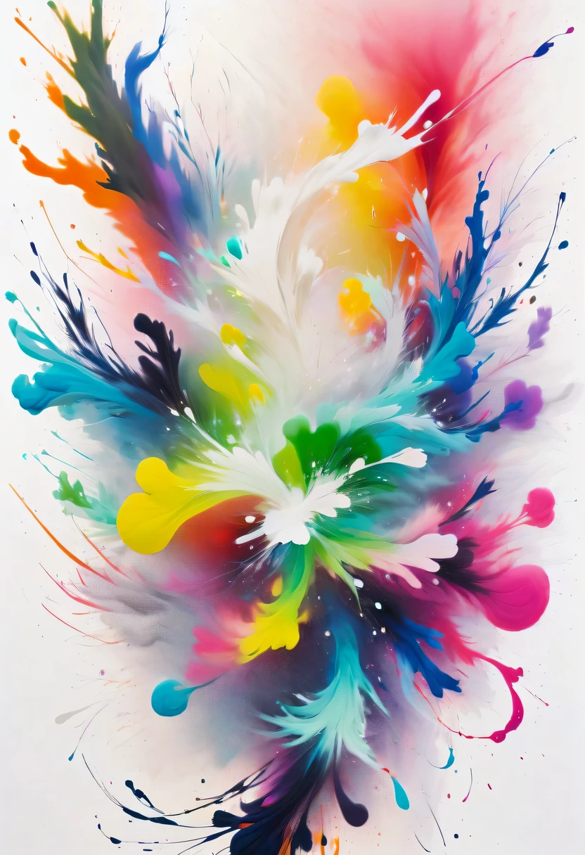 scribble art，ink splatter，Wild，splash ink painting，Abstraction，rich and colorful，Vague dreams，Dynamic energy,publish creation，visual impact,modern aesthetic,Elegant and simple,Contemporary interpretation,be bold,White background，lots of white space，