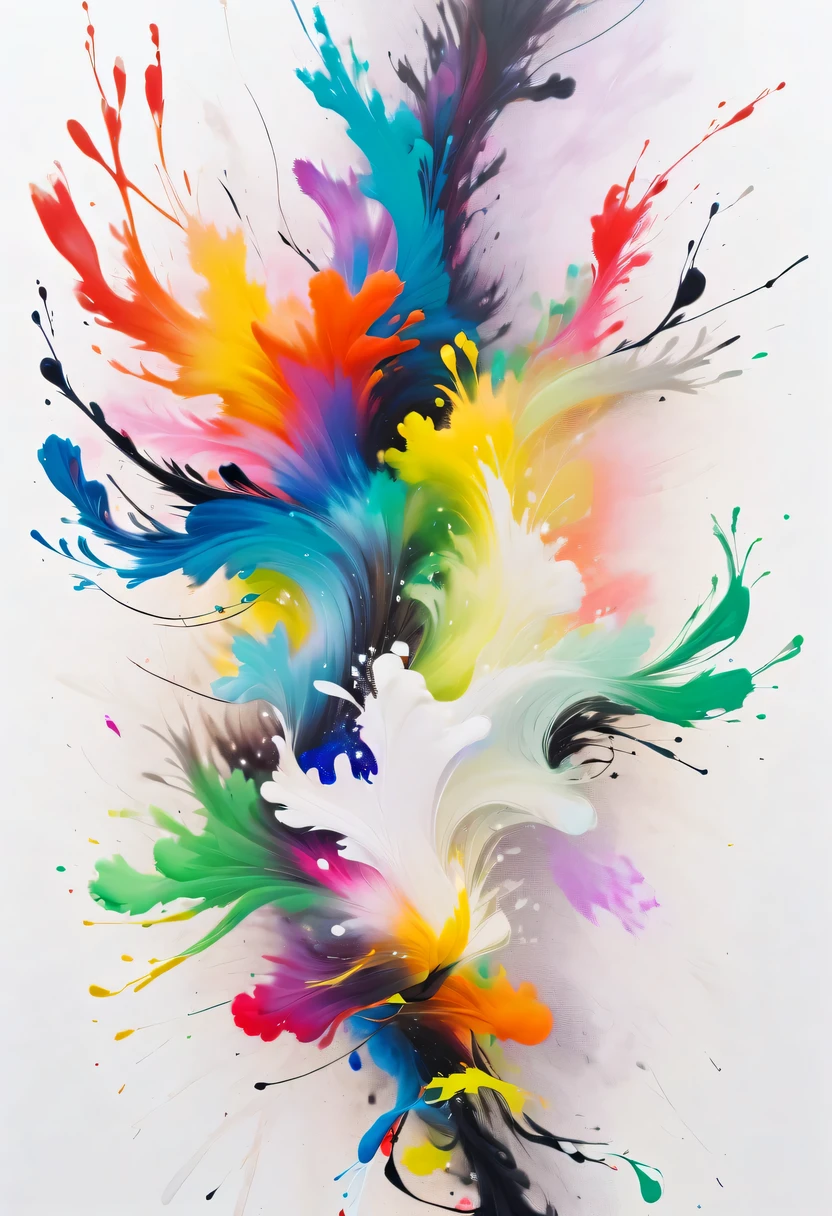 scribble art，ink splatter，Wild，splash ink painting，Abstraction，rich and colorful，Vague dreams，Dynamic energy,publish creation，visual impact,modern aesthetic,Elegant and simple,Contemporary interpretation,be bold,White background，lots of white space，