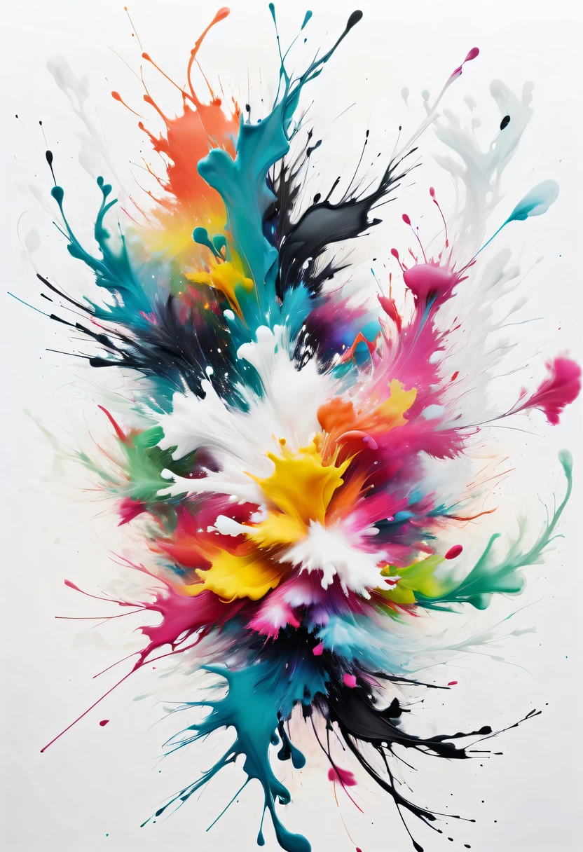 scribble art，ink splatter，Wild，splash ink painting，Abstraction，rich and colorful，Vague dreams，Dynamic energy,publish creation，visual impact,modern aesthetic,Elegant and simple,Contemporary interpretation,be bold,White background，lots of white space，