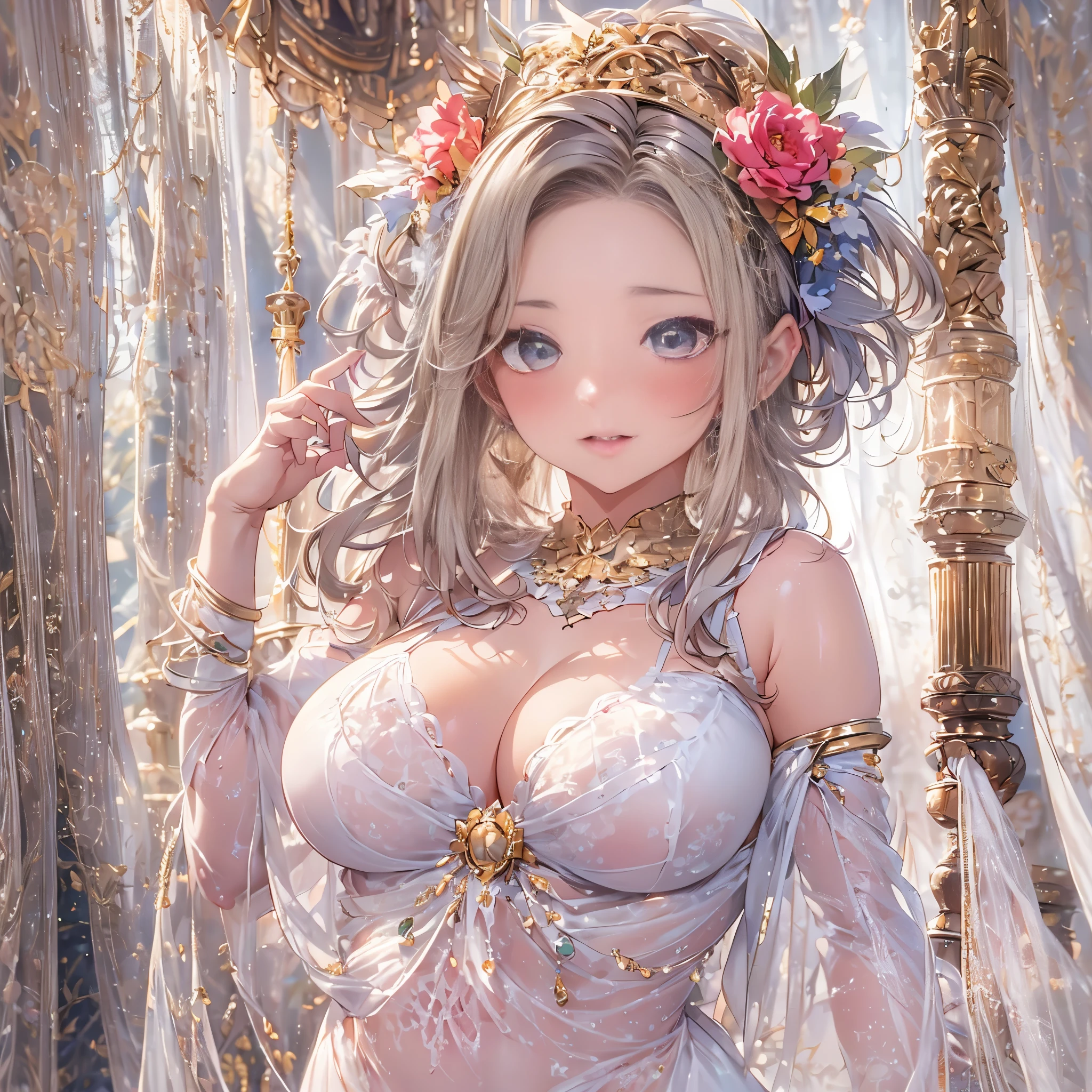 mature woman、sensual curves、huge breasts、thighs、bubble、お尻のmasterpiece, 最high quality, Super detailed, full body shot, mature woman, beautiful mature woman, nightgown and underwear, enchanting smile, thick lips, Chubby lips, blush, looking at the viewer, provocative expression, beautiful髪型, cleavage, Plump、curvy hips、attractive face、sexy lingerie 、an inviting gaze、Expression of emotions、Lewd underwear、(((erotic see-through lingerie set)))、Standing position、gorgeous accessories 、big breastsの女性, bare shoulders, golden hair, colored feather, metal ornaments, colored flowers, particle, light, (masterpiece, 最high quality, 最high quality, official art, beautiful and aesthetic:1.2), (1 girl:1.3), very detailed,(fractal art:1.1),(colorful:1.1)<(flowers:1.3),most detailed,(zentangle:1.2), (dynamic pose), (abstract background:1.3), (shiny skin), (lots of colors :1.4), ,(earrings:1.4), (feather:1.4),masterpiece, 最high quality, Super detailed, 30~40 years, full body shot, beautiful 、various hairstyles,gold headband,plump breasts,beautiful butt,greek clothing,Tulle covers the breasts,perfectly proportioned, detailed clothing details,marble,god statue,cinematic lighting, film grain, Fuji color, 8K, masterpiece, Super detailed, high detail, high quality, High resolution, 、(((erotic see-through lingerie set)))、gorgeous accessories、raise your butt, from below, (((NSFW:1.2)))、exposed chest、Openwork decoration,(((see through dress)))、(((anatomically correct body))) , 最high quality, Super detailed, (((Lewd underwear)))、raise your butt, from below, (NSFW: 1.4)、exposed chest、(((Healing face)))、Openwork decoration,(((R-18)))、Hakari、Whirlpool、thighs, big breasts, Are standing, cowboy shot, blush, 1 girl, (masterpiece:1.3), (High resolution), (8K), (very detailed), perfect face, Nice eyes and face, (((最high quality))), (Super detailed), detailed face and eyes, (alone), High resolution、beautiful目,(((sexy pose)))、(((big breasts)))、((beautiful eyes))、luxury、(((超High resolution)))、(((detailed description)))、(((chubby body shape)))、(((Body parts that match the anatomy)))、beautiful長いまつ毛、Balanced body shape、2Book Arm、2 legs、Legs and arms of just the right size、Fishnet tights、glamorous、Clear white and black eyes