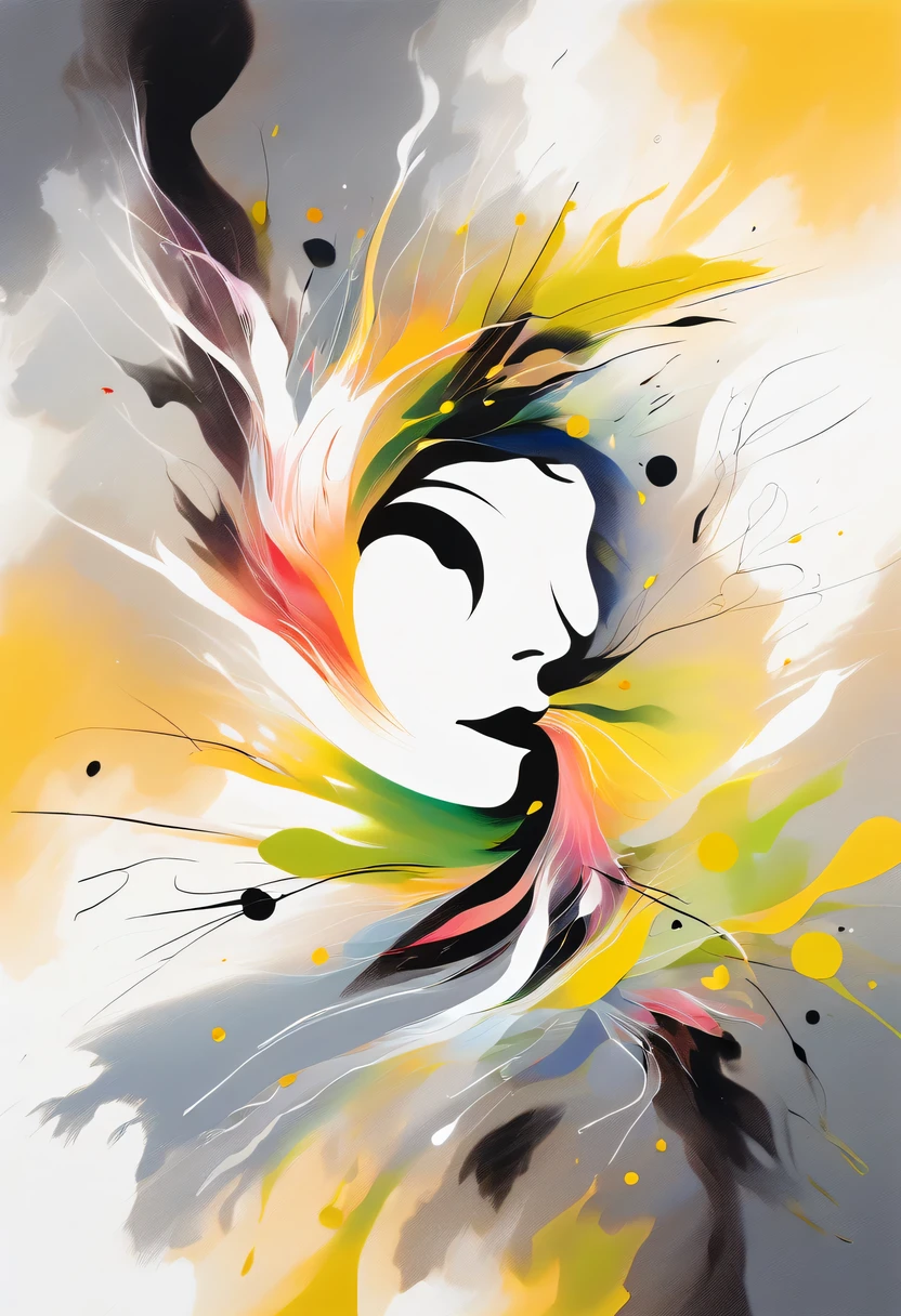 scribble art,ink splatter,Wild,splash ink painting,Abstraction,rich and colorful,Vague dreams,Dynamic energy,publish creation,visual impact,modern aesthetic,Elegant and simple,Contemporary interpretation,be bold,White background,lots of white space