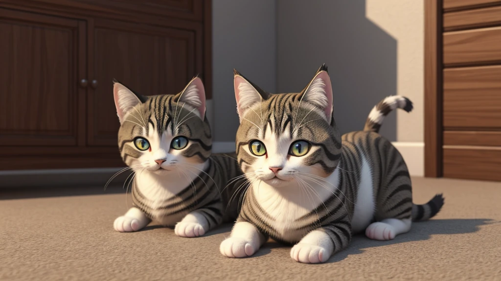 Gambar kucing lucu menggemaskan bentuk 3d digital