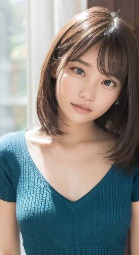 (happy expression:1.26)、Raw photo、(((Ultimate Beauty Full Body Shooting)))、((glowing skin))、1 girl、17-year-old beautiful girl in Prague、bright look、((brown hair))、lace dress、leaning forward、big breasts thin waist、thin thighs、rich bust、Close one eye to the viewer、short sleeve、((Big eyes that shine like jewels))、Glossy and glossy skin、(medium hair:1.2)、no makeup、beautiful bangs、hair between eyes、((masterpiece、最high quality、super detailed、film light、intricate details、High resolution、very detailed))、detailed background、8KUHD、Digital single-lens reflex camera、soft light、high quality、film grain、Fujifilm XT3 、shallow depth of field、natural soft light、Kamimei、