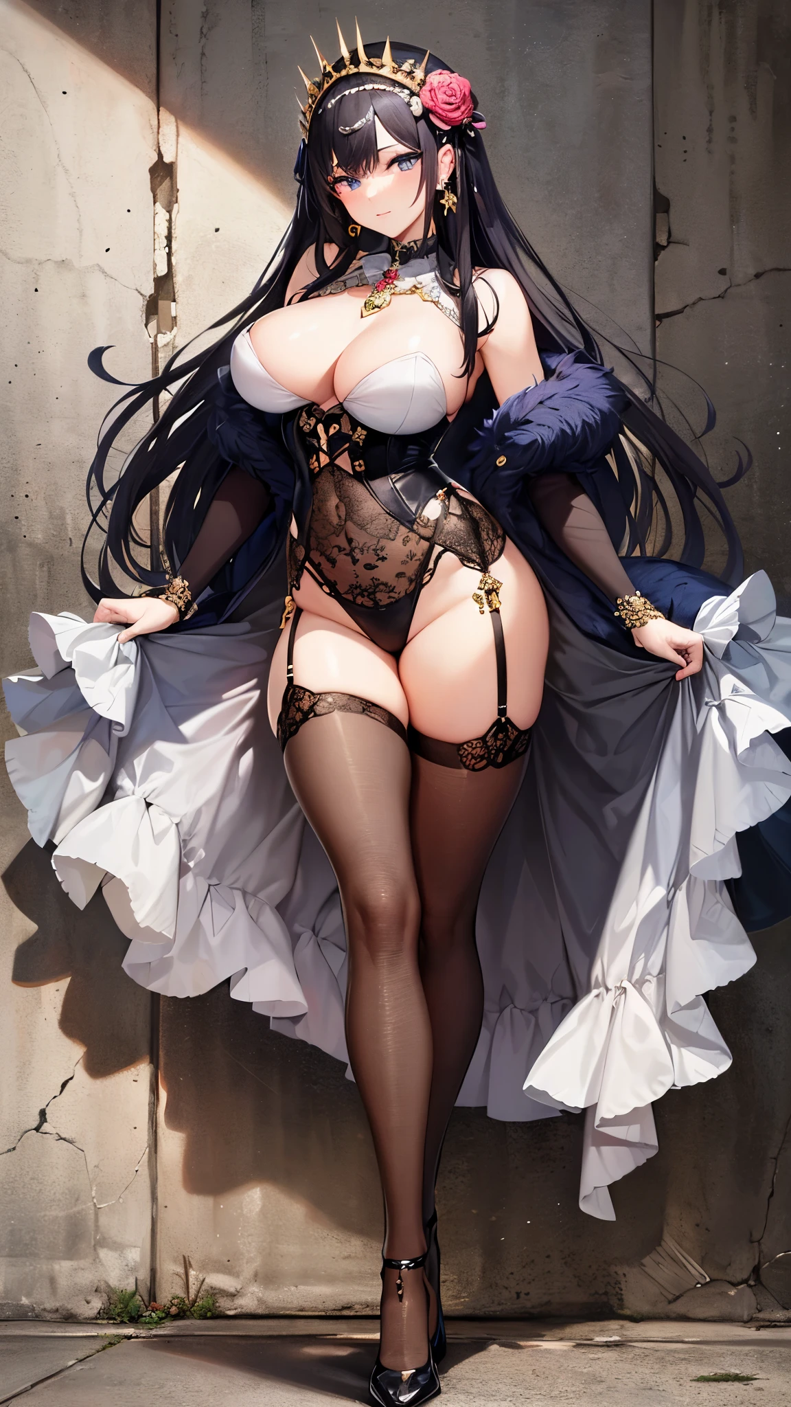 ((highest quality)),(ultra high resolution),(Super detailed),(detailed description),((best CG)),(best work of art),super precision art,great drawing art,(Art with precise details:1.5), (1 woman:1.5),colorful corset dress:1.6,beautiful and well-shaped face:1.5,detailed jewelry:1.4,thin waist:1.3,Beautiful leg lines:1.4,high heels:1.4, A jewel that emits light:1.6,