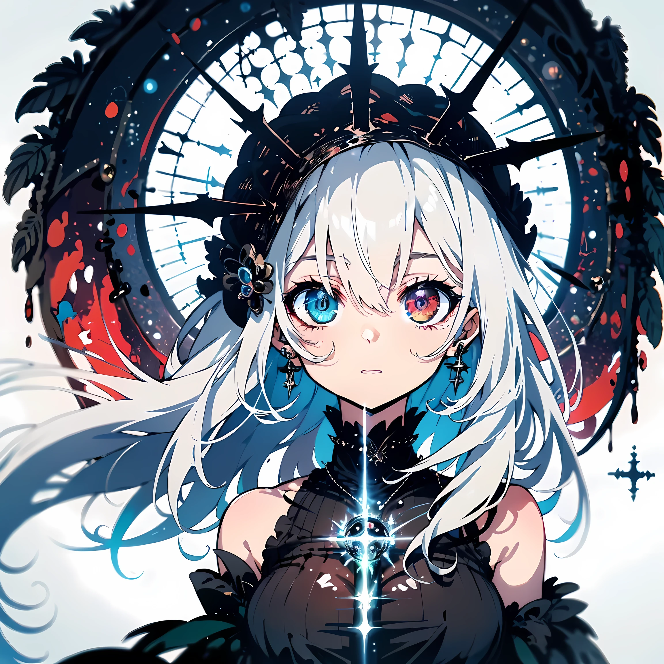 Looks holy monster angel,His eyes were waiting for heterochromia,His entire body consists of a giant one-eyed eye,There is a metal ring around one eye,Eyeballs are covered with rings,The dragon on the white holy angel has many wings