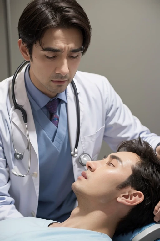 Animation version of male doctor giving psychological treatment to patient 