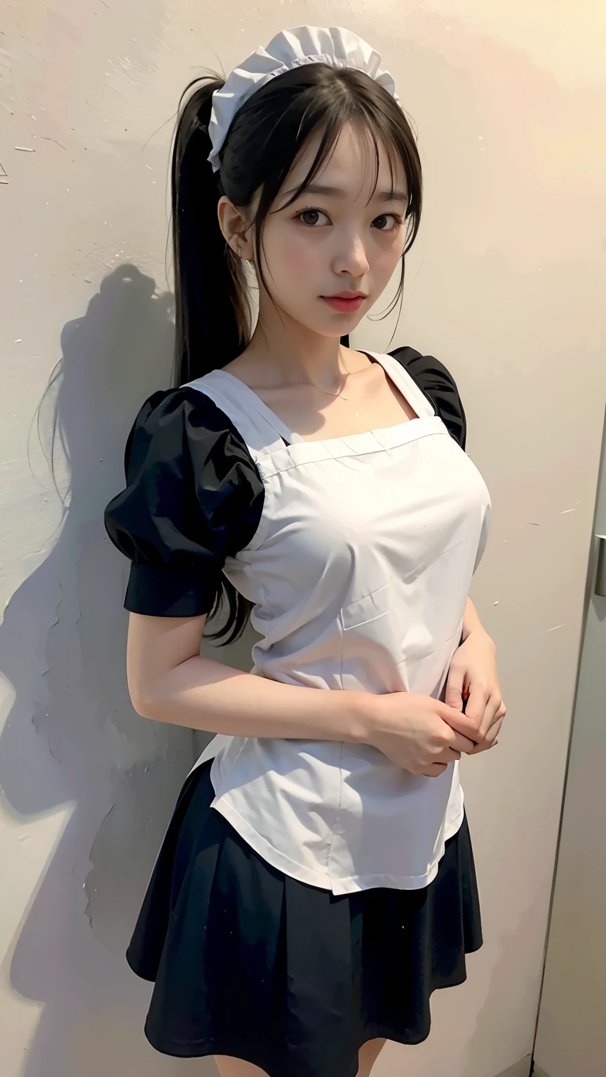 1girl,legs,a girl at building,(((building))), braided bangs,braided ponytail,(solo:1.2),apron,thick thighs,side-tie panties, balck hair, 16yo,looking at viewer, sunlight,hanfu,