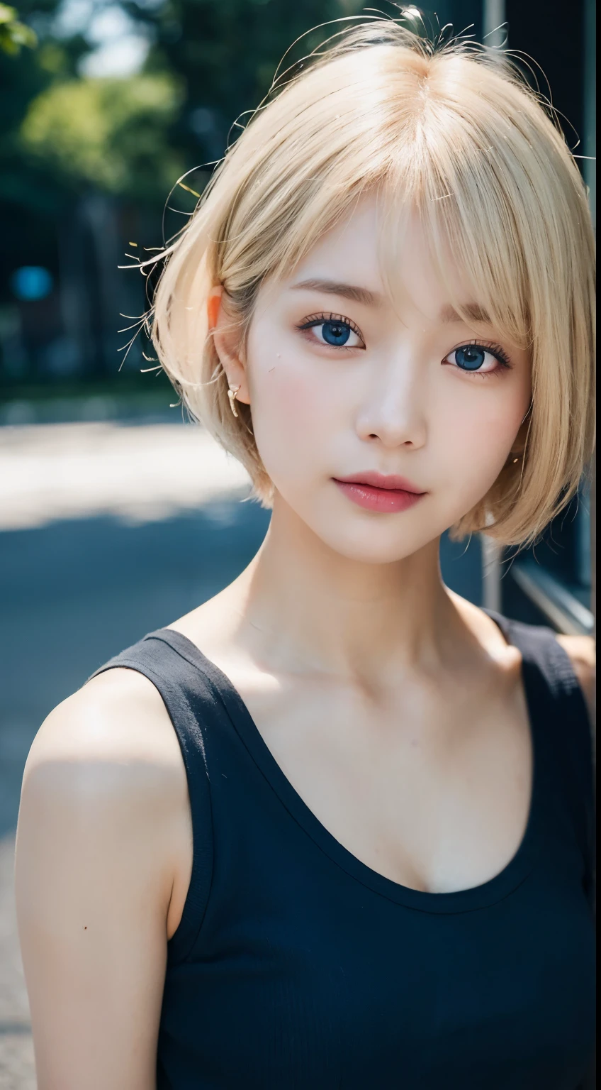 (masterpiece), ((highest quality)), Broke up lips, Light_smile, cinematic Lighting, ultra-Realistic, ((Realistic)), (Gwen_stacy), blonde_hair, short_hair, alone, Side cut, asymmetrical_hair, Broke up_lips, eyebrow_Earrings, (Detailed face), beautiful One girl, One girl, View your viewers, (Beautiful fine details), bodysuit, white Foodie, Food_Down, upper_body, (head shot:1.5)