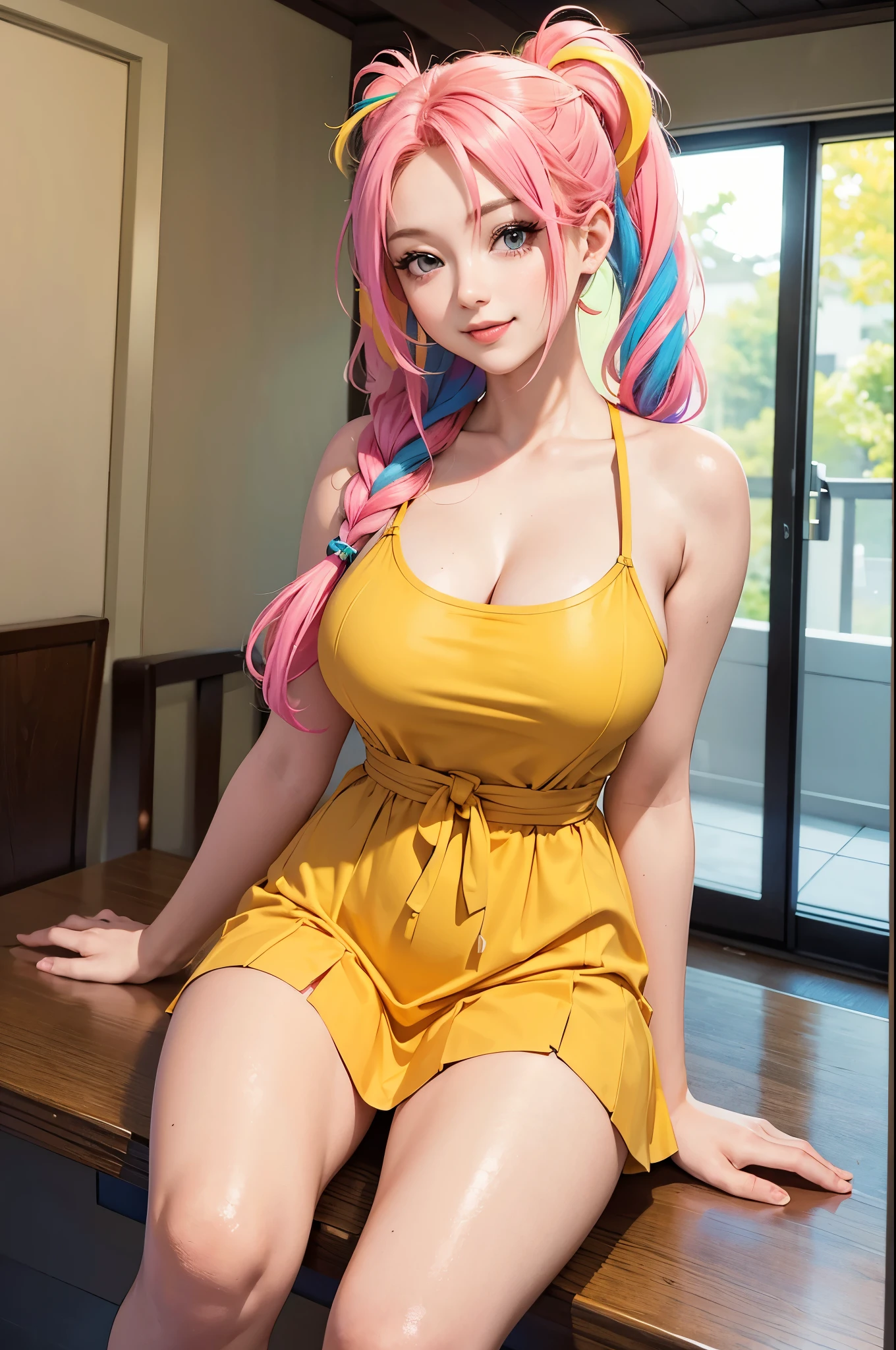 "Akemi, age 22, with her build, delicate figure giving her a doll-like appearance, large expressive eyes radiating innocence, heartwarming and infectious smile, long soft hair styled in playful pigtails or high ponytail, fair and smooth skin enhancing her youthful look, dressed in cute and colorful outfits reflecting her vibrant personality, in a photorealistic image, capturing her youthful beauty and charm, full body shot, 35mm lens, bright and cheerful lighting, high resolution 8K, emphasizing her popularity and beloved nature (youthful beauty and charm:1.4), (cute and colorful outfits:1.3), (bright and cheerful lighting:1.2)"
