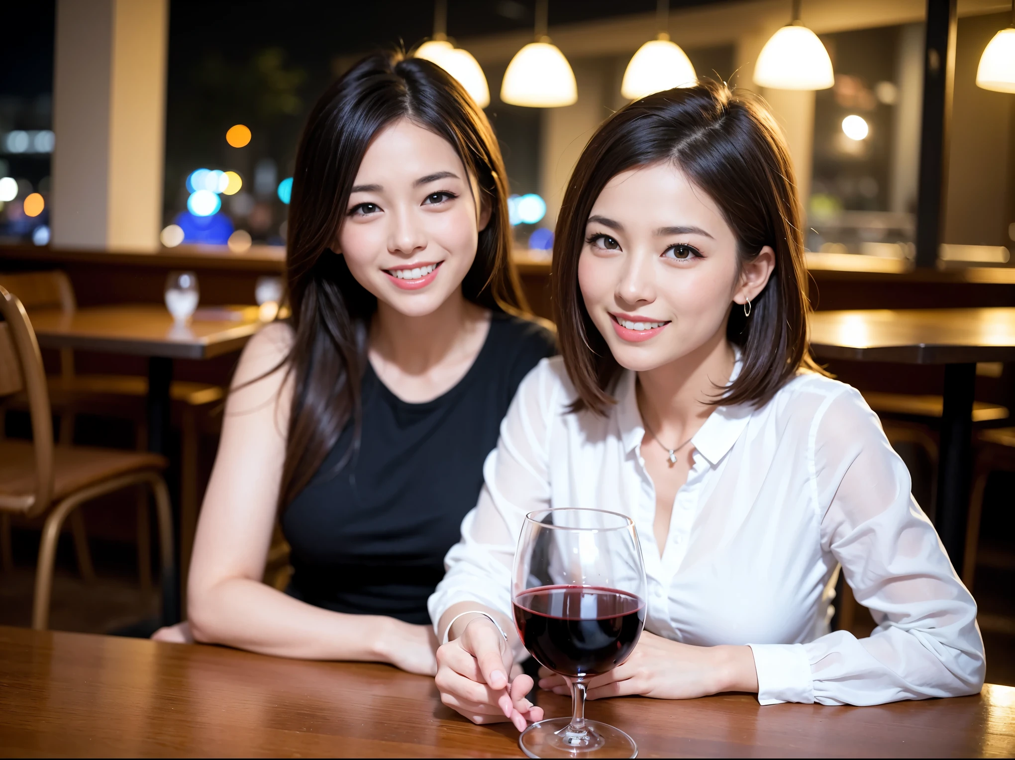 (including 64k, nffsw, highest quality, table top: 1.2), (realistic, photorealistic: 1.37), 美people3people、long sleeve shirt、winter fashion、Colombia、ブラジルpeople、Japanese、Dutch、ドイツpeople、Portuguese、ベルギーpeople、Italian、french, (slimフェイス), (slimボティ), (brown hair), (shortcut), cheeks blush a little, (35 years old), 38 years old, 一peopleで, 窓の外には美しく緻密なnight景が広がります., restaurant, wine glassが座っている, nightに, in a prominent place (from the Upper body) nova frog style, actress, model, Upper body, White wine, slim, wine glass, Super Clean night View, wine glass Put in the Middle, Happy smile, (smile: 1.15), beautiful and detailed eyes, Upper body, bust japan up, night, short, short, actress, model, Upper body, White wine, slim, wine glass, Super Clean night View, wine glass Put in the Middle, Happy smile,