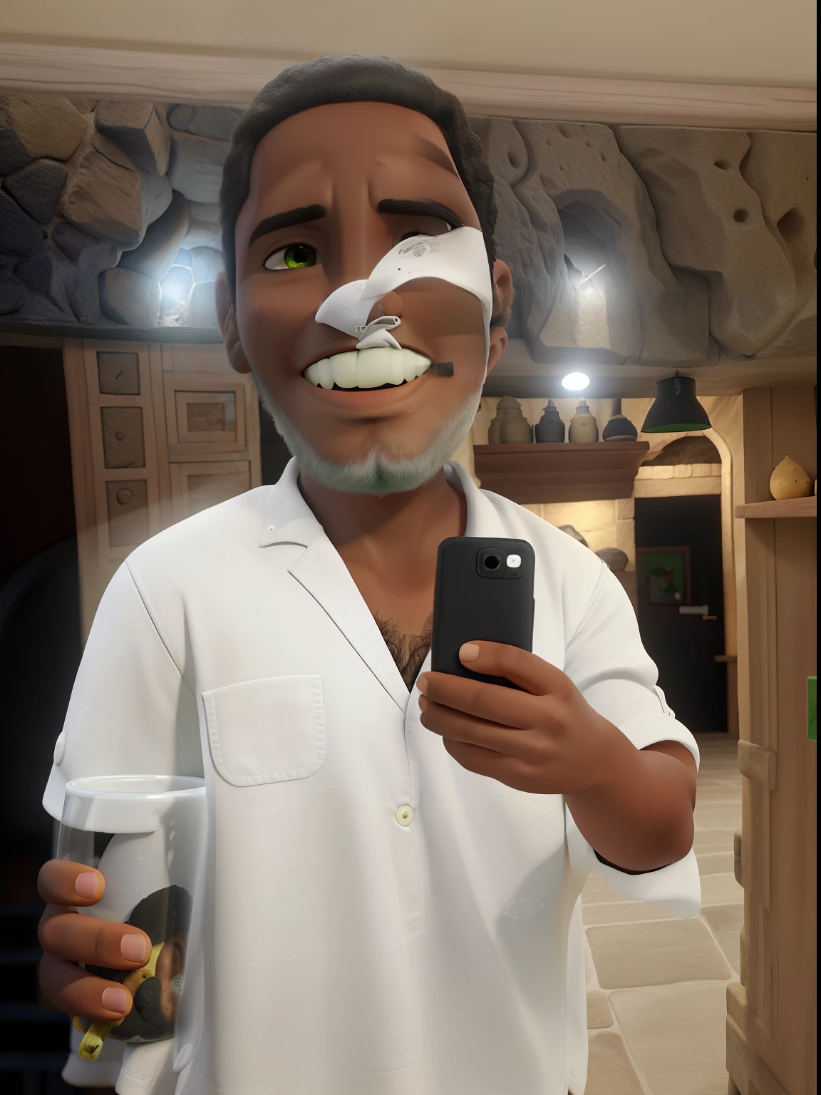 obra de arte, melhor qualidade, high resolution,  orelhas de gato, Cabelo preto, fundo do castelo, olhos verdes, sentado em um banco