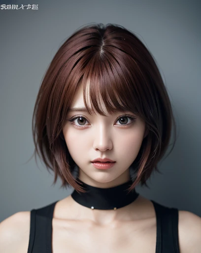 Zaid G, 1 girl, fine skin, looking at the viewer, brown eyes, (short hair with bangs:1.2), (medium breasts:1.0), (medium breasts輪:0.8), (realistic:1.4), (highest quality:1.0), (ultra high resolution:1.0), 8K, RAW photo, (masterpiece:0.2), (Pueros face_v1:0.5)、Styled woman with red hair and black uniform posing for a photo、Close up portrait of woman with red hair and black top, Realistic anime 3d style, realistic anime art style, anime realism style, attractive anime girl, real anime girl, inspired by anime, portrait anime space cadet girl, realistic anime art style, style anime, realistic young anime girl, 美しいanime style, perfect android girl, anime style