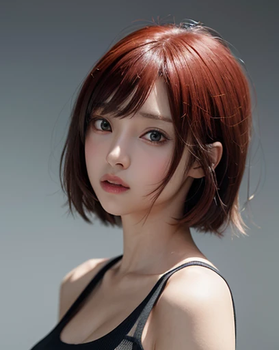 masterpiece, highest quality, 8k, Absurd, (Full body front view:1.4), ((((Beautiful Red Hair))))、((White haired Japanese woman)))、(Short wavy white hair:1.5)、beautiful girl, Cute Face, Looking at the audience, Laughter, Surreal, High resolution, photograph, Film Grain, chromatic aberration, Sharp focus, Hmph, Face Light, Dynamic Lighting, Cinema Lighting, Professional Shadow, Simple Background, (Dull grey background:1.4), Most detailed, Very detailed, Very detailed, finely, Real Skin, Delicate features, Detailed face and eyes, Sharp pupils、Realistic student、(Korean、Japanese、Chinese:0.3)、((:1.3))、Natural Shading、((Thin pubic hair))、K-POPアイドル)Calm and happy like a goddess、(((The chest comes out、Nipples)))、(((Strandheim Hall)))、Look at the viewer with your whole body､Choker on neck､Earrings