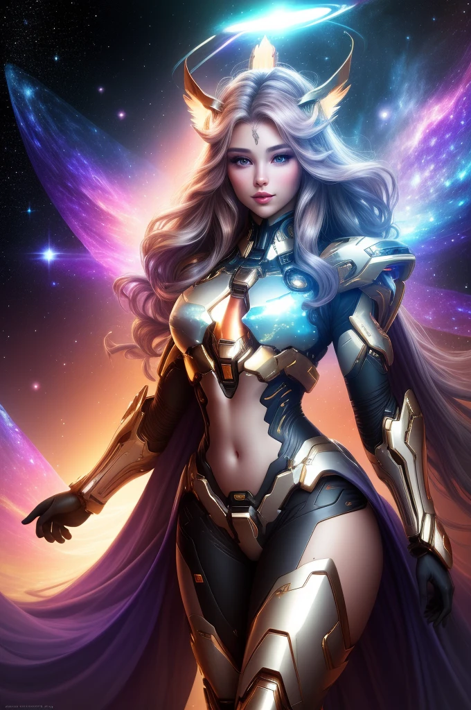 Surreal Beauty Chief, whole body, beauty，charming，sexy，Galaxy background highlights the halo in the background