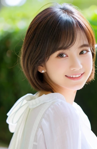 highest quality, soft light, ultra high resolution, (realistic:1.4), full_body,RAW photo, 1 japanese girl, alone, cute, (pupil, light in the eyes), detailed beautiful face,(High resolution details of human skin texture), (short hair), outdoor,skirt, (portrait),spring,big smile,sox,tutor
