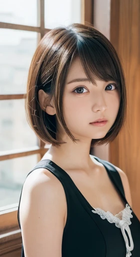 (happy expression:1.26)、Raw photo、(((Ultimate Beauty Full Body Shooting)))、((glowing skin))、1 girl、17-year-old beautiful girl in Prague、bright look、((brown hair))、lace dress、leaning forward、big breasts thin waist、thin thighs、rich bust、Close one eye to the viewer、short sleeve、((Big eyes that shine like jewels))、Glossy and glossy skin、(medium hair:1.2)、no makeup、beautiful bangs、hair between eyes、((masterpiece、最high quality、super detailed、film light、intricate details、High resolution、very detailed))、detailed background、8KUHD、Digital single-lens reflex camera、soft light、high quality、film grain、Fujifilm XT3 、shallow depth of field、natural soft light、Kamimei、Zaid G, 1 girl, fine skin, looking at the viewer, brown eyes, (short hair with bangs:1.2), (medium breasts:1.0), (medium breasts輪:0.8), (realistic:1.4), (最high quality:1.0), (超High resolution:1.0), 8K, RAW photo, (masterpiece:0.2), (Pueros face_v1:0.5)、Styled woman with red hair and black uniform posing for a photo、Close up portrait of woman with red hair and black top, Realistic anime 3d style, realistic anime art style, anime realism style, attractive anime girl, real anime girl, inspired by anime, portrait anime space cadet girl, realistic anime art style, style anime, realistic young anime girl, 美しいanime style, perfect android girl, anime style