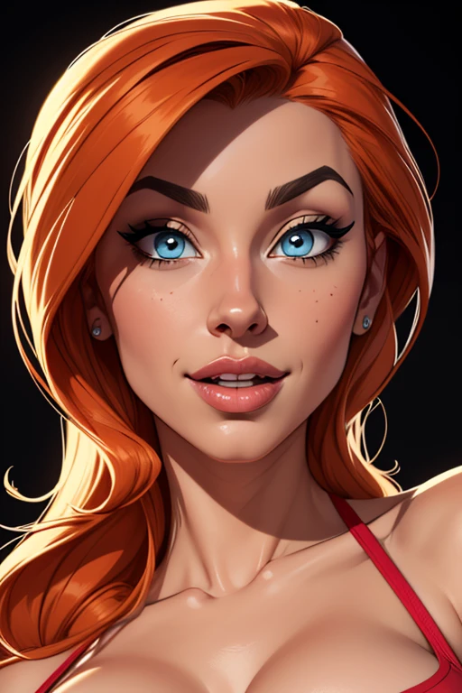 (cartoon style:1.2), Drawings of ([Spanish Woman]), perfect eyes, detailed face, black background, fun posing, flirty look, Centered, scale to fit the dimensions