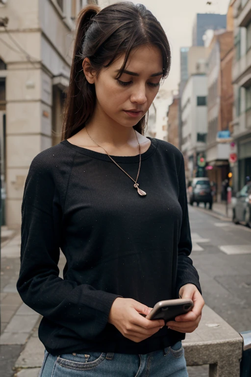 Realistic person with cell phone in hand dissatisfied with freelancing platforms