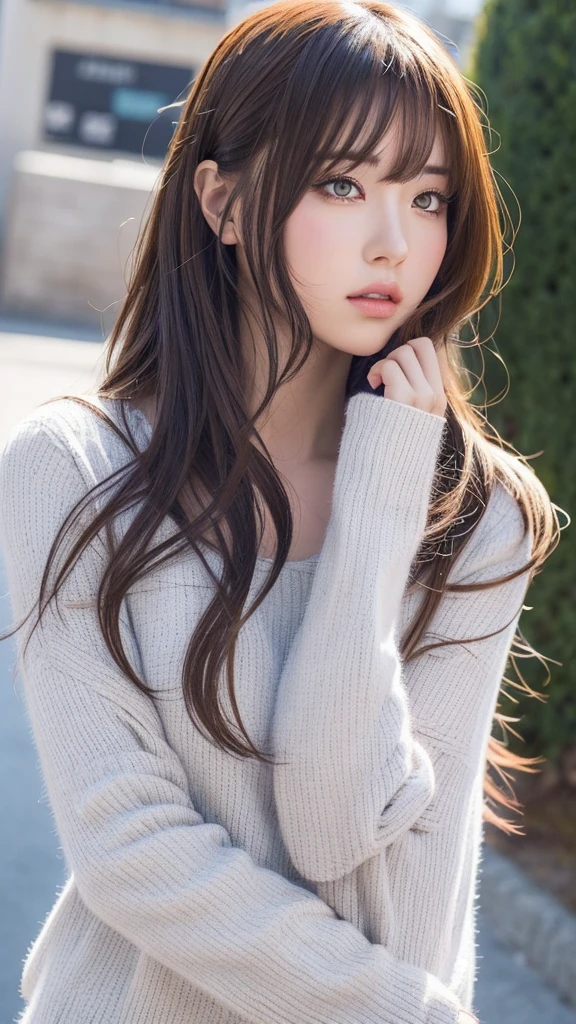  girl aux cheveux longs et haut blanc au coin de la rue, artwork in the style of Guweiz, Portrait réaliste kawaii, 🤤 portrait de fille, style artistique réaliste, [ Art numérique 4K ]!!, Style anime 3D réaliste, Guweiz, style animé. 8K, style artistique d&#39;anime réaliste, illustration numérique d&#39;anime, Fille coréenne, Art numérique mignon, joli portrait