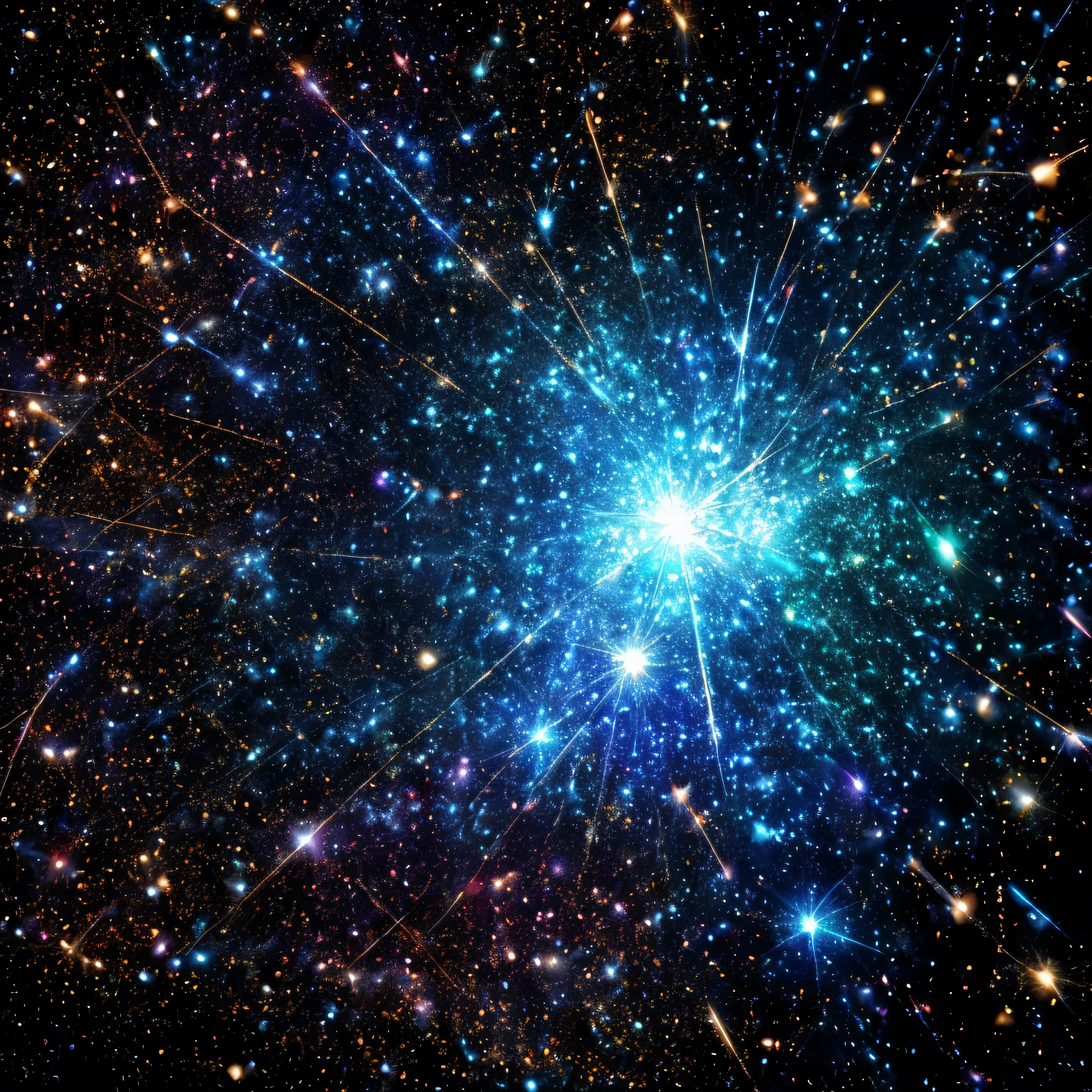 particle lighting ,black background, diffraction spikes ,銀河,