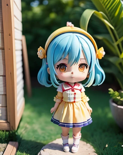 赤い目をした赤い制服を着たanime girl、summer clothes、Cartoon girl、anime girl、若いanime girl、a bitanime girl、cute!! land!!! , animegirl, , girl in uniform, a bitガール, cuteanimegirl, Animachibi, cuteanime girlの肖像, animegirl, cute, ボブヘアanime girl, anime female characters, mini,a bit！Are standing、blue hair、Show the big picture、smile、laughter、Resin