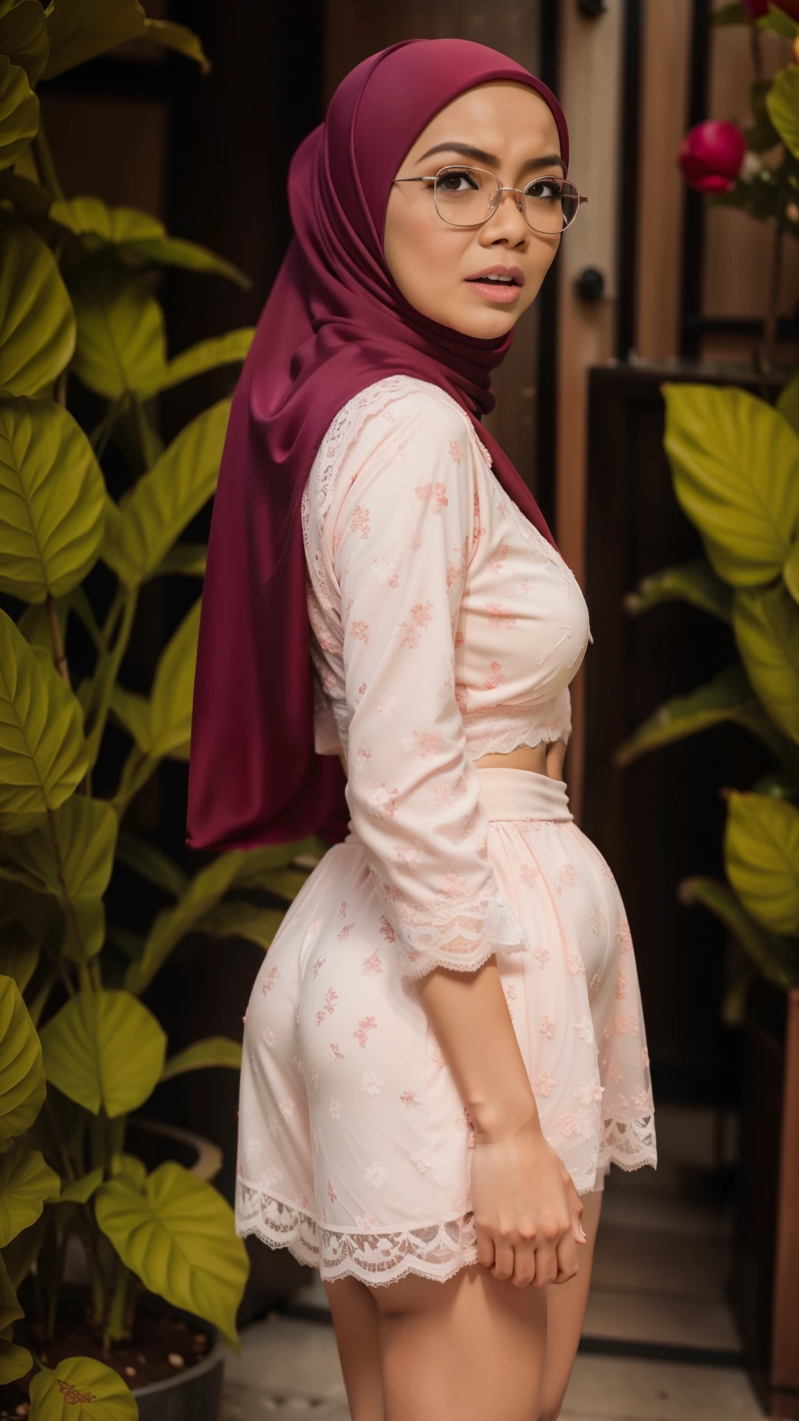 (Anger), (Anger), (Anger), (Anger), "Oki Setiana Dewi", "Spectacles", ("Hijab Naked"), Chubby Wearing Lace Bra & Short Hairy Pussy, "Facial expression in anger", "Shell Pink", "Shell Pink Lips", "Bokeh" My ass is huge Being in the forest,