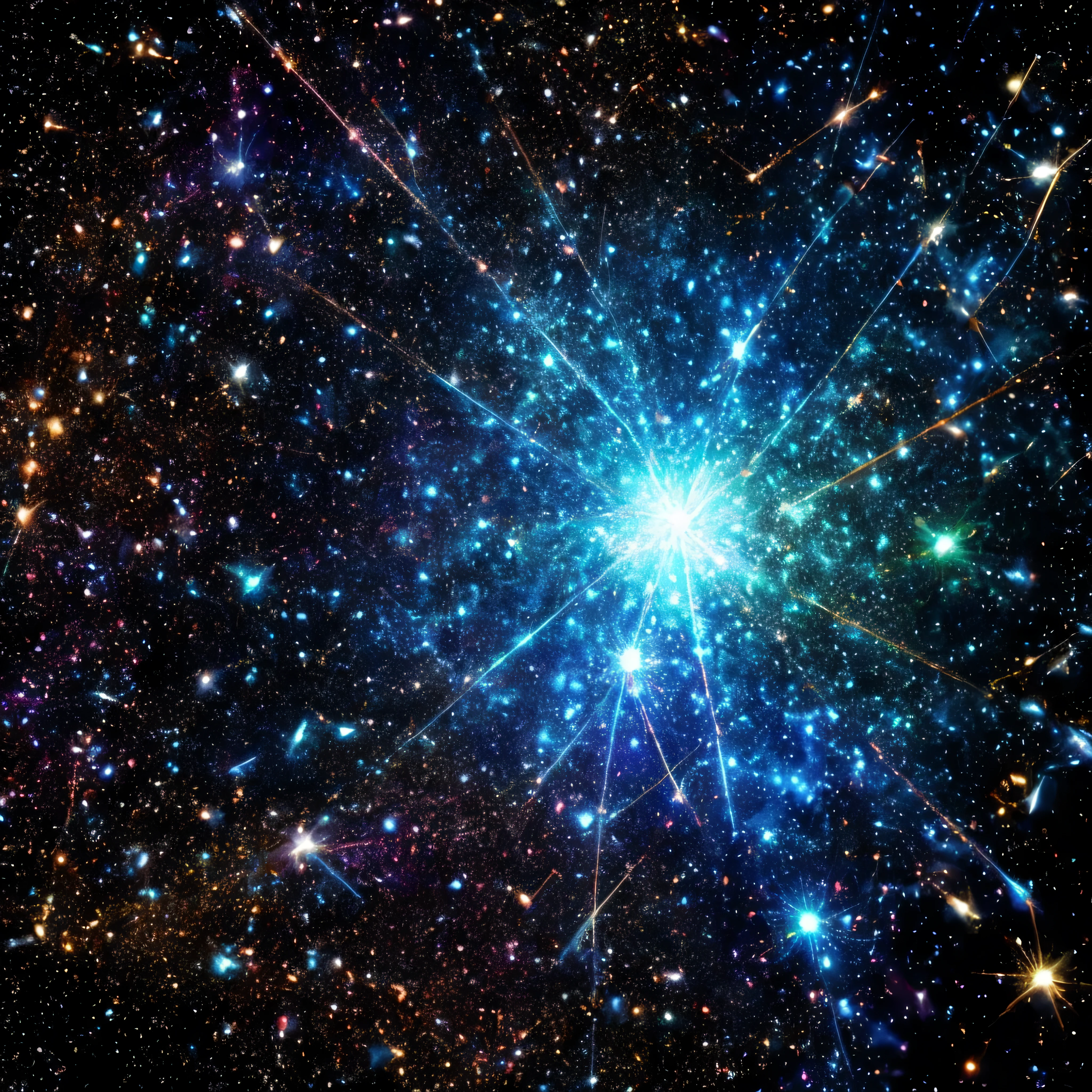 particle lighting ,black background, diffraction spikes ,銀河,