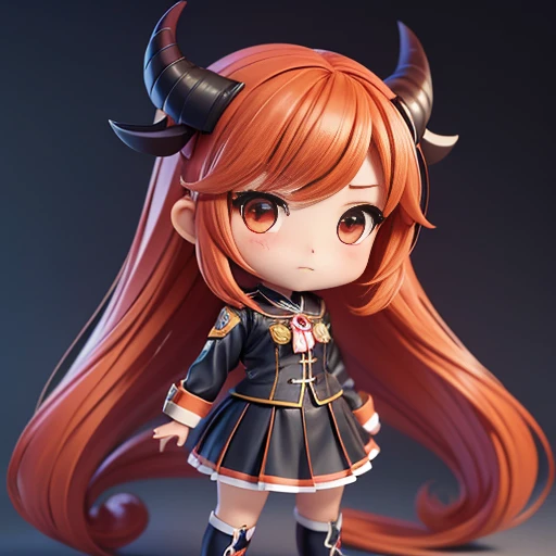 赤いリボンと青い制服を着たanime girl, summer clothes, Cartoon girl, anime girl, young anime girl, chibi anime girl, cute!! around it!!! , anime girl, , girl in uniform, , cute anime girl, Anime Little, Portrait of cute anime girl, anime girl, cute , Long Hair anime girl, anime female characters, Small devilish Eyes, Small devil, Tsundere, mini, Little! Are standing,
Styled woman with red hair and black uniform posing for a photo