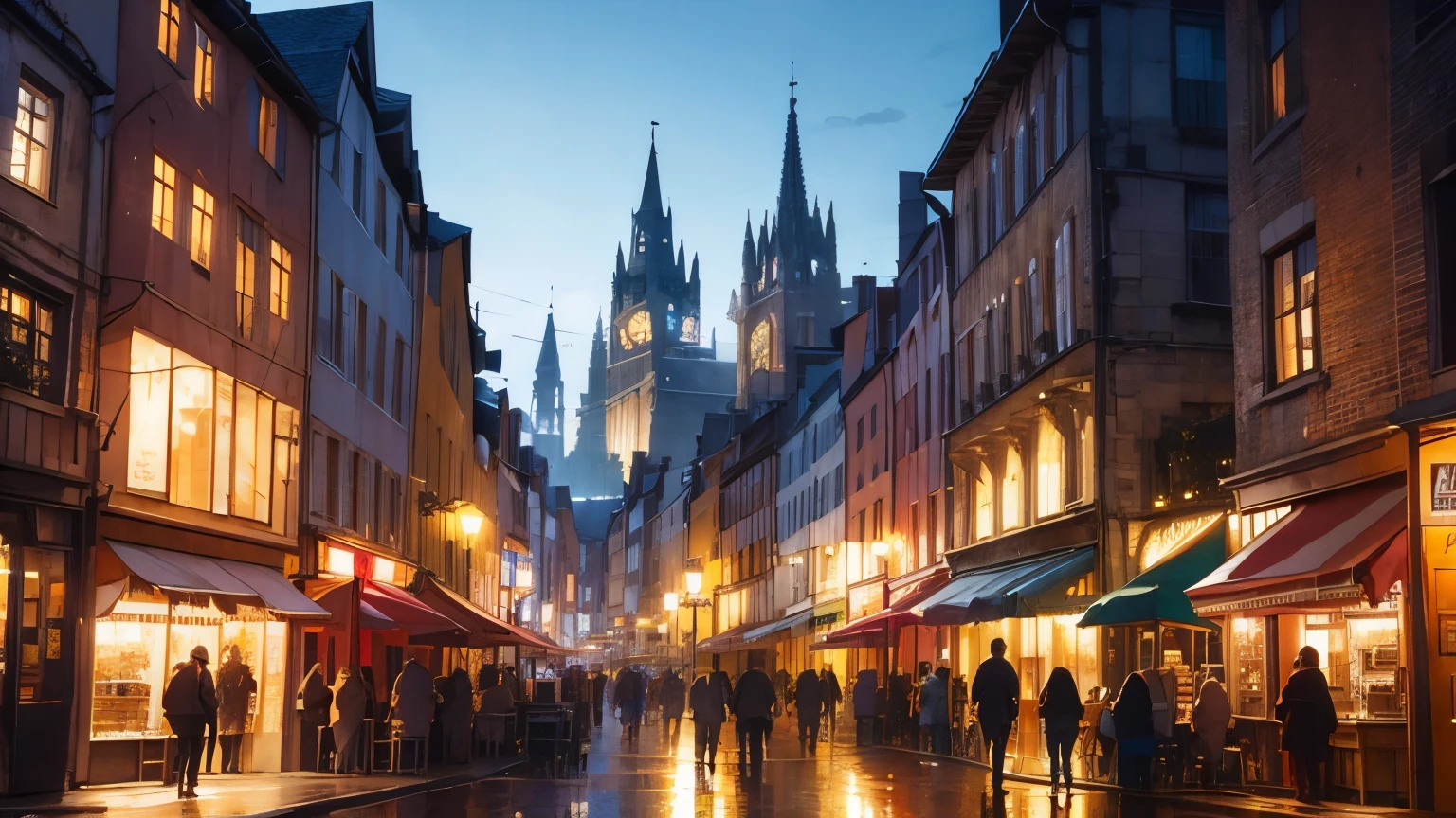 Heterosexual world, medieval Europe, entertainment district, landscape,