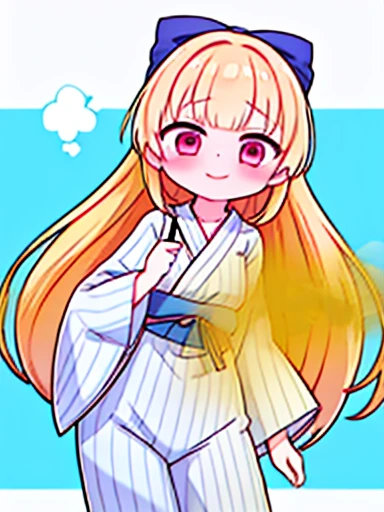 1 girl、Nodoka(Buruaca)、8K、must-have、anime、fart、blush、lots of yellow gas、Yellow gas comes out from the butt、animeチック、Are standing、Gray yukata、white obi、red eyes、long hair、Gentle Pose、blonde、Hold your stomach、Satisfied face、Hip Attack、stick out your butt、