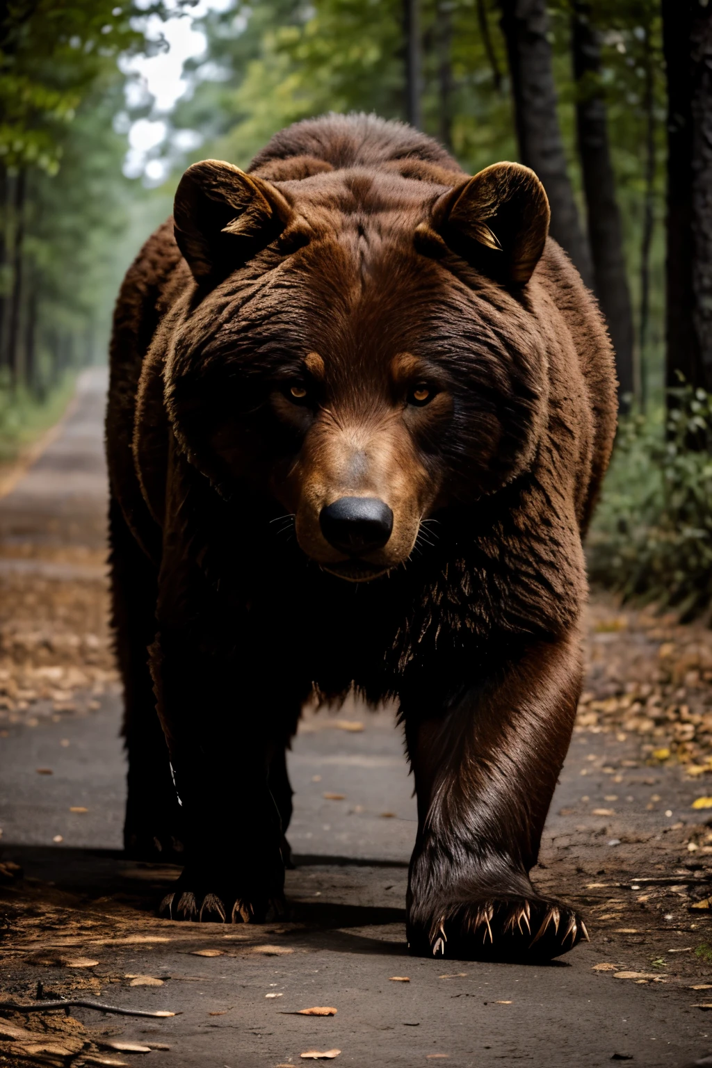 close na pata de um urso, urso feroz atacando com a pata, posição de ataque, ultra realista, super detalhado, vale ao fundo, natural light, stunning blockbuster background, 4K photography, 50mm f/1.8 lens, high contrast, high details,