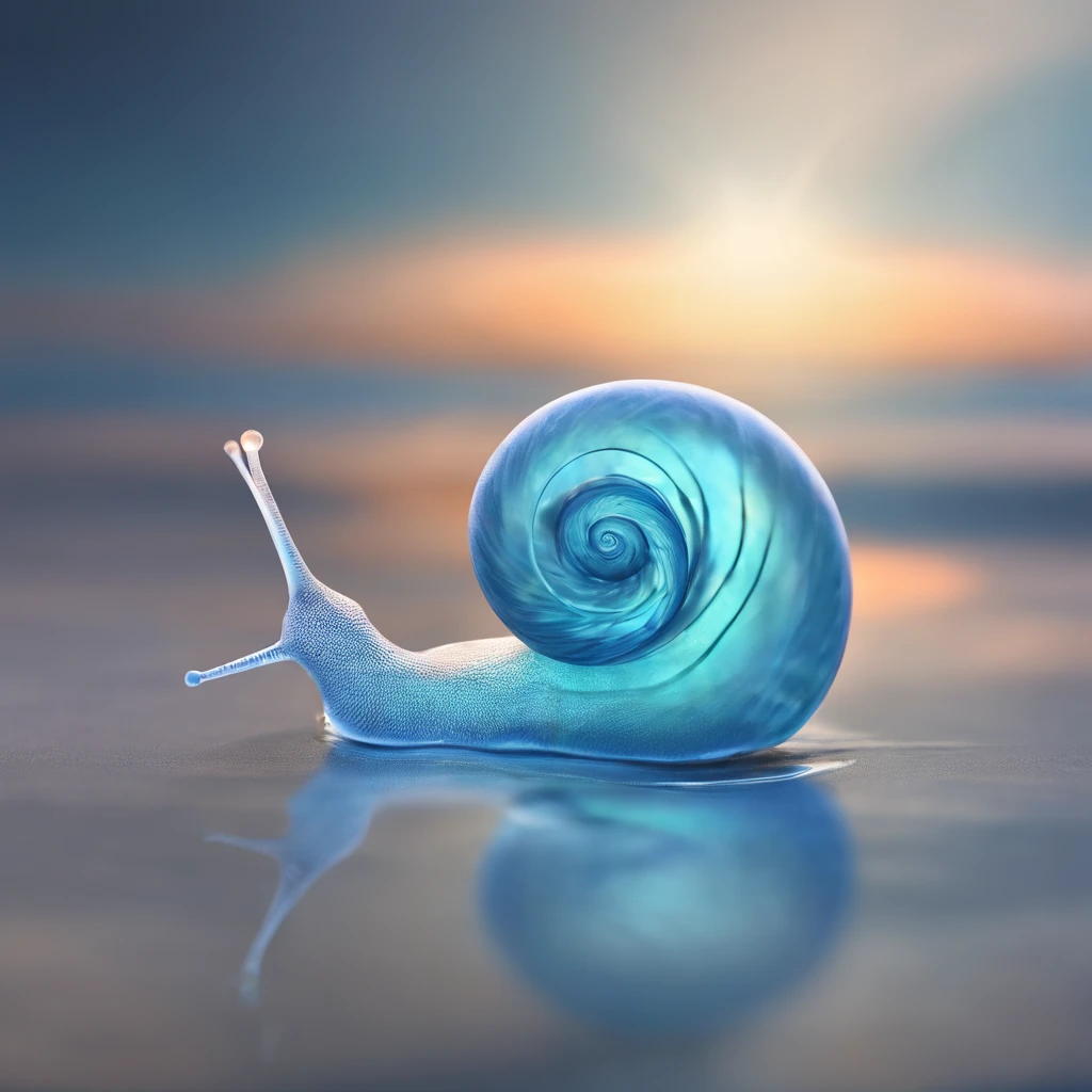 solo sea snail's shell, shell of sea snail, transparent glassy texture, very light blue color touch, black background, Futurism, depth of field, masterpiece, high details, high quality, HD
