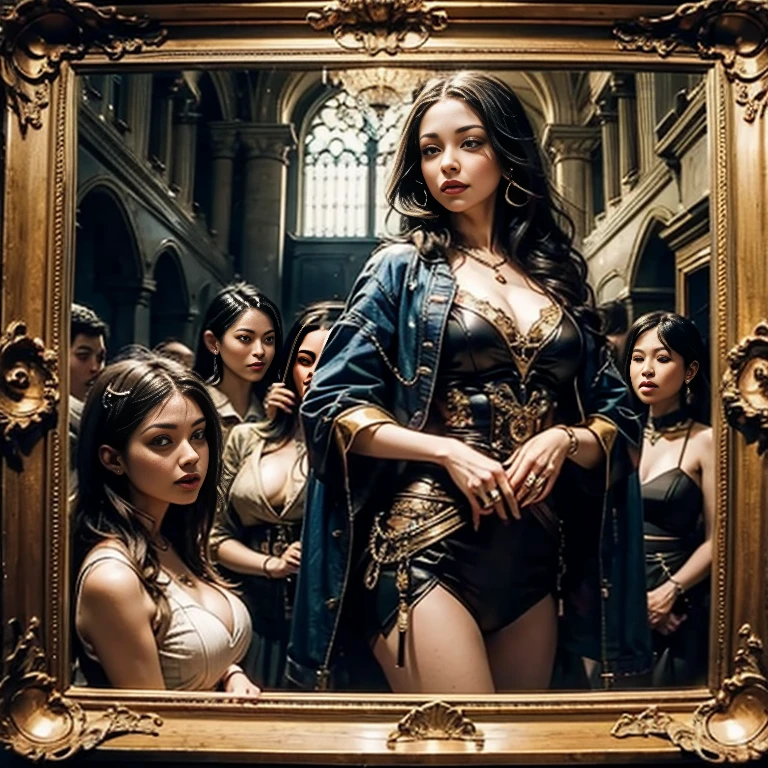 European girl big boob Mona Lisa Big chest, small waist, slender legs. 