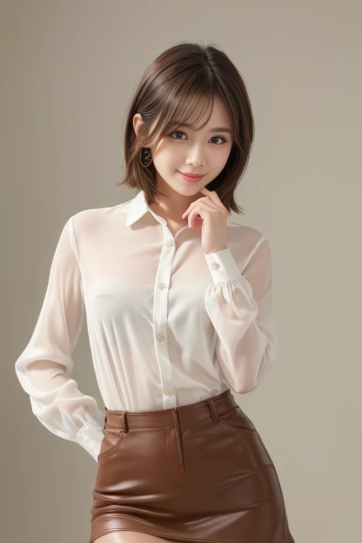 masterpiece, Highest quality:1.1), (8K, RAW Photos, Photo Real:1.2, f22), (Shiny skin), Detailed skin,Long Hair,Detailed face, Fine grain, smile、Real World, Intricate details, smile, shirt、Tight Skirt、office、officeレディ、secretary、sexy