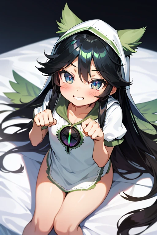 1girl, aster nemesis, dark-skinned female, black hair, very long hair, yellow eyes, flat chest , twin tails, looking at viewer, (((dark cave))), , tanned body,(((Sweating))), ,(((slime sex))),(nsfw),8yo,lying on back,smile,from above