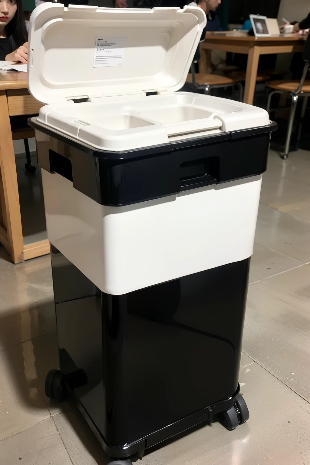 Residue collection device,square shapes,There is a display,similar to chassis,Plastic material,Looks like a host