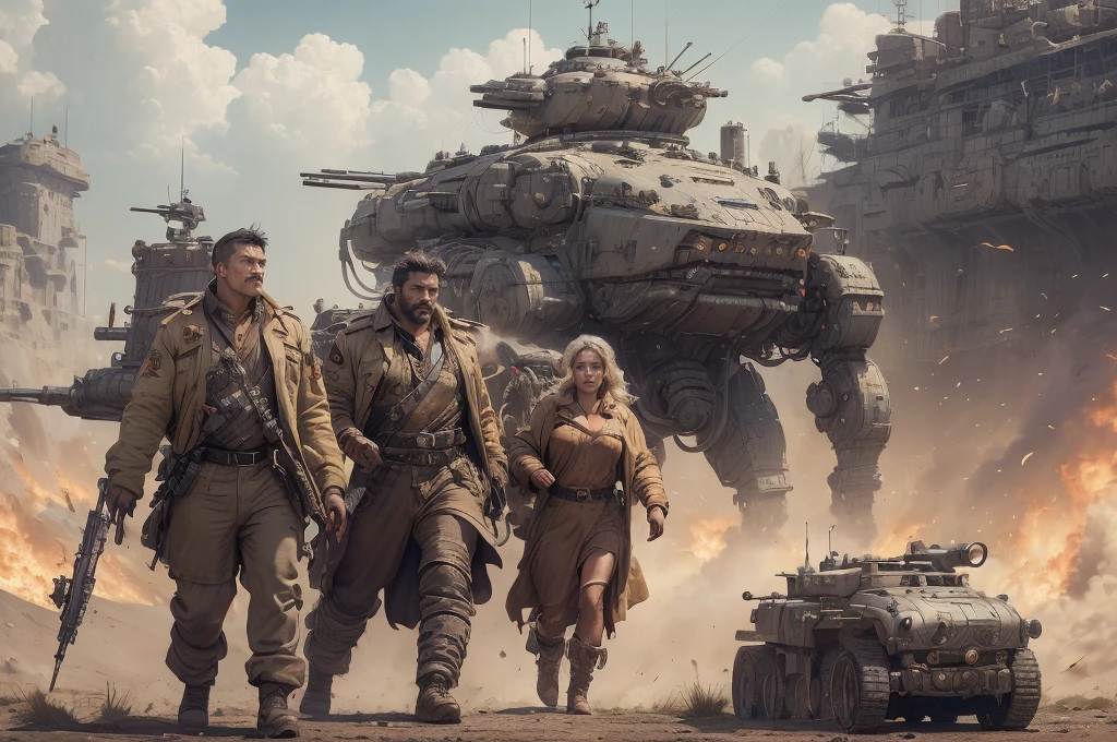 Ultra realistic 16K CG, masterpiece, Best Composition, Photo quality, work of art, Against the backdrop of the impregnable citadel of the empire, in the background are tall battle towers with huge heavy cannons, Detailed Imperial Star Super Dreadnought , side view, high detail, Lots of elements, flying transports, flying cargo ships, cranes, Manipulators. Sun rays, on the sides there are many detailed artillery batteries, The Distant Future, Undressed girl, naked slave, there are cyborgs and spider robots around her, The girl is tied up, Hands behind your back, Shibari, hands tied, Legs tied, pain, fear, a coastal fort is shelling a ship, tight rope bondage, in the hands of a super powerful sniper gun, optical sight and a knife mounted on the barrel, The huge army of the Soviet Union is advancing , hundreds of pieces of equipment, general battle, армия Lots of elements
