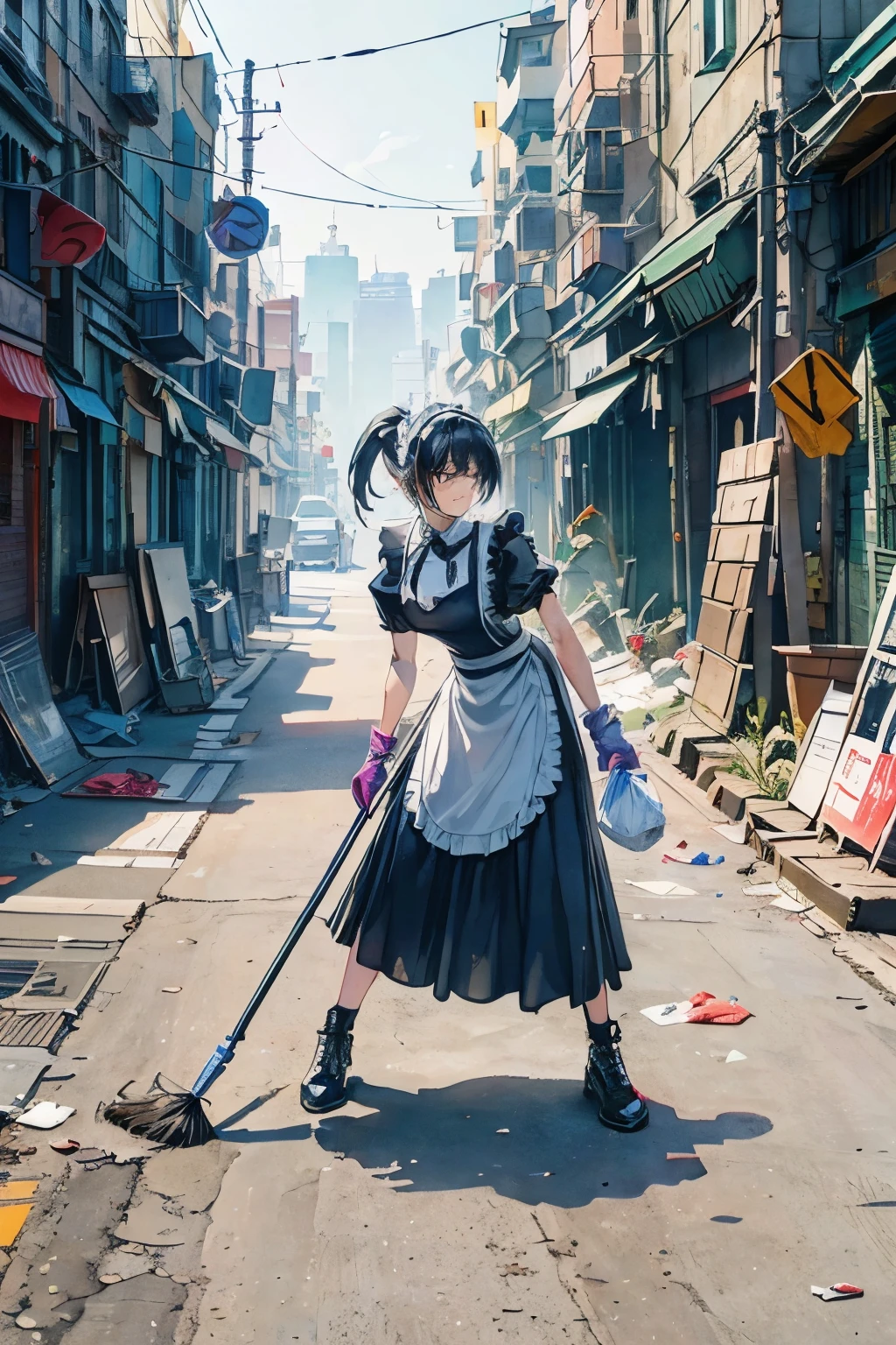 Violent maid uses force to clean up garbage from human beings