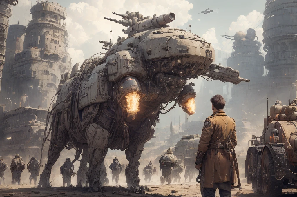 Ultra realistic 16K CG, masterpiece, Best Composition, Photo quality, work of art, Against the backdrop of the impregnable citadel of the empire, in the background are tall battle towers with huge heavy cannons, Detailed Imperial Star Super Dreadnought , side view, high detail, Lots of elements, flying transports, flying cargo ships, cranes, Manipulators. Sun rays, on the sides there are many detailed artillery batteries, The Distant Future, Undressed girl,  slave, there are cyborgs and spider robots around her, The girl is tied up, Hands behind your back, Shibari, hands tied, Legs tied, pain, fear, a coastal fort is shelling a ship, tight rope bondage, in the hands of a super powerful sniper gun, optical sight and a knife mounted on the barrel, A huge Italian army is advancing, hundreds of pieces of equipment, general battle, армия Lots of elements