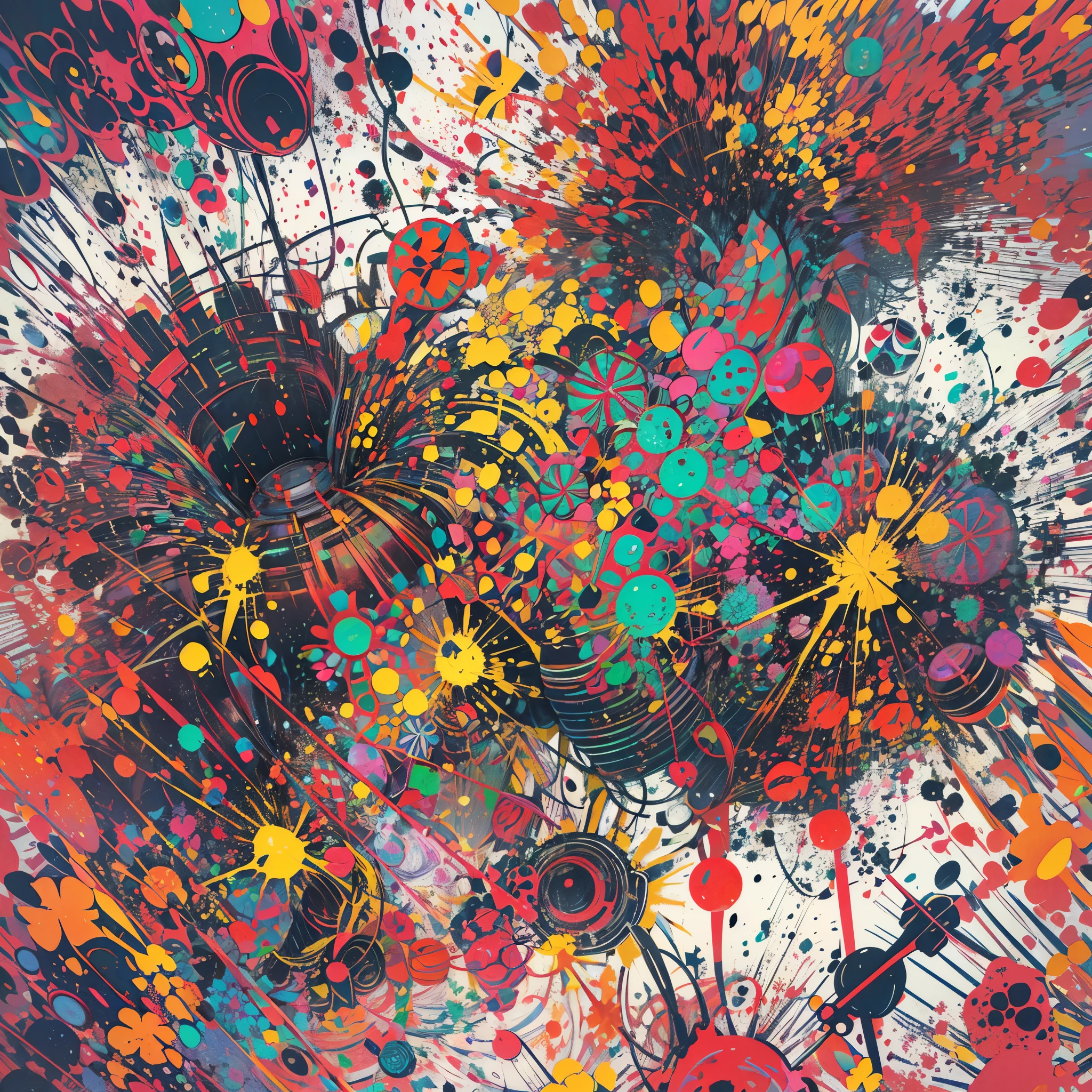colorful ink splatter, riot, chaos, artistic