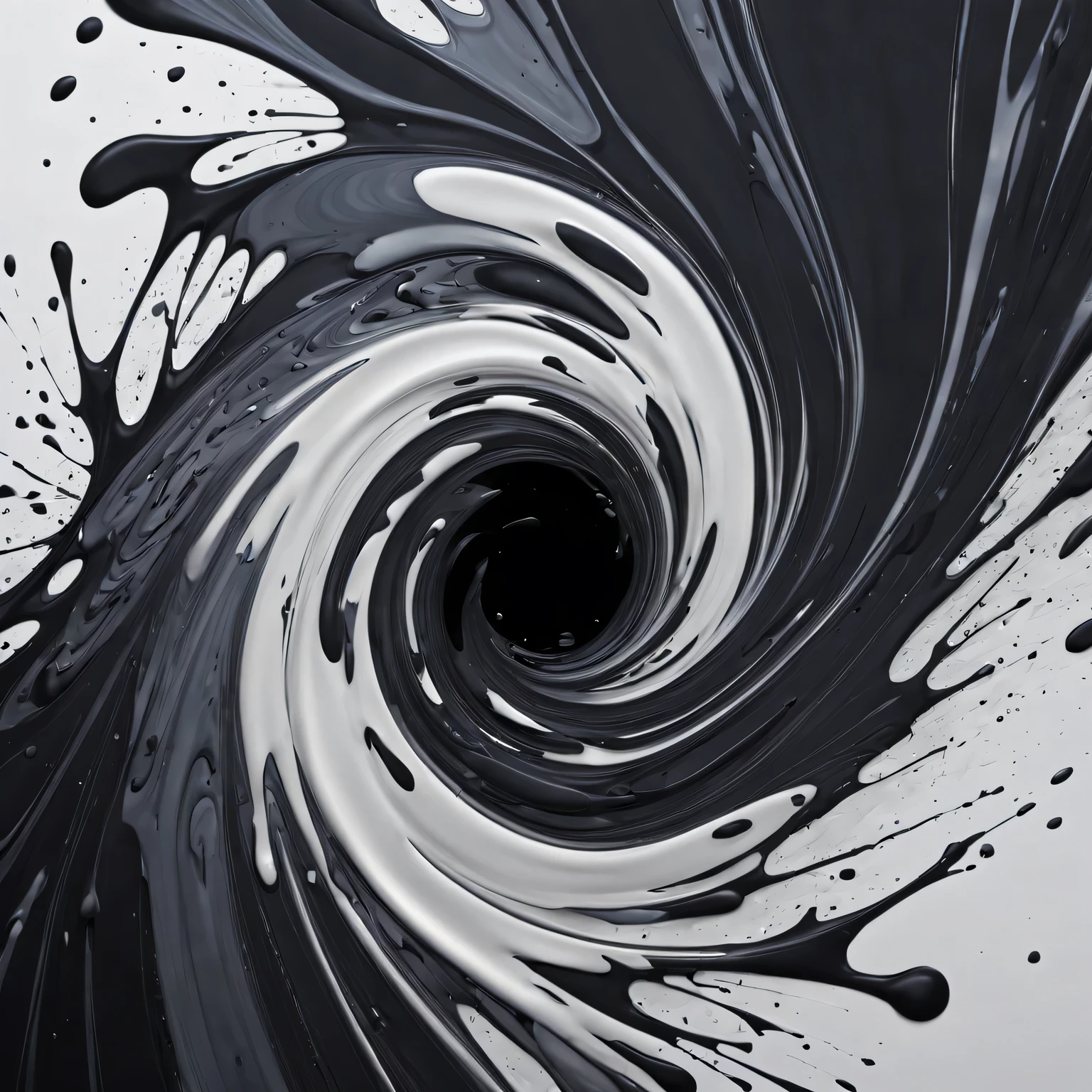 (best quality,4K,8k,high resolution,masterpiece:1.2),Super detailed,(actual,photoactual,photo-actual:1.37),Ink splash swirl,Abstract illustration,Fluid dynamics,Chaotic motion,Dynamic energy,organic shapes,spontaneous creation,bright colors, high contrast，Detailed ink splatter,swirling vortexes,twist line,sharp edge,Smooth gradients,Dominant black background,Subtle gray tones,shades of grey,soft light,tough texture,Highly expressive,inner experience,vivid inkblots,dynamic composition.